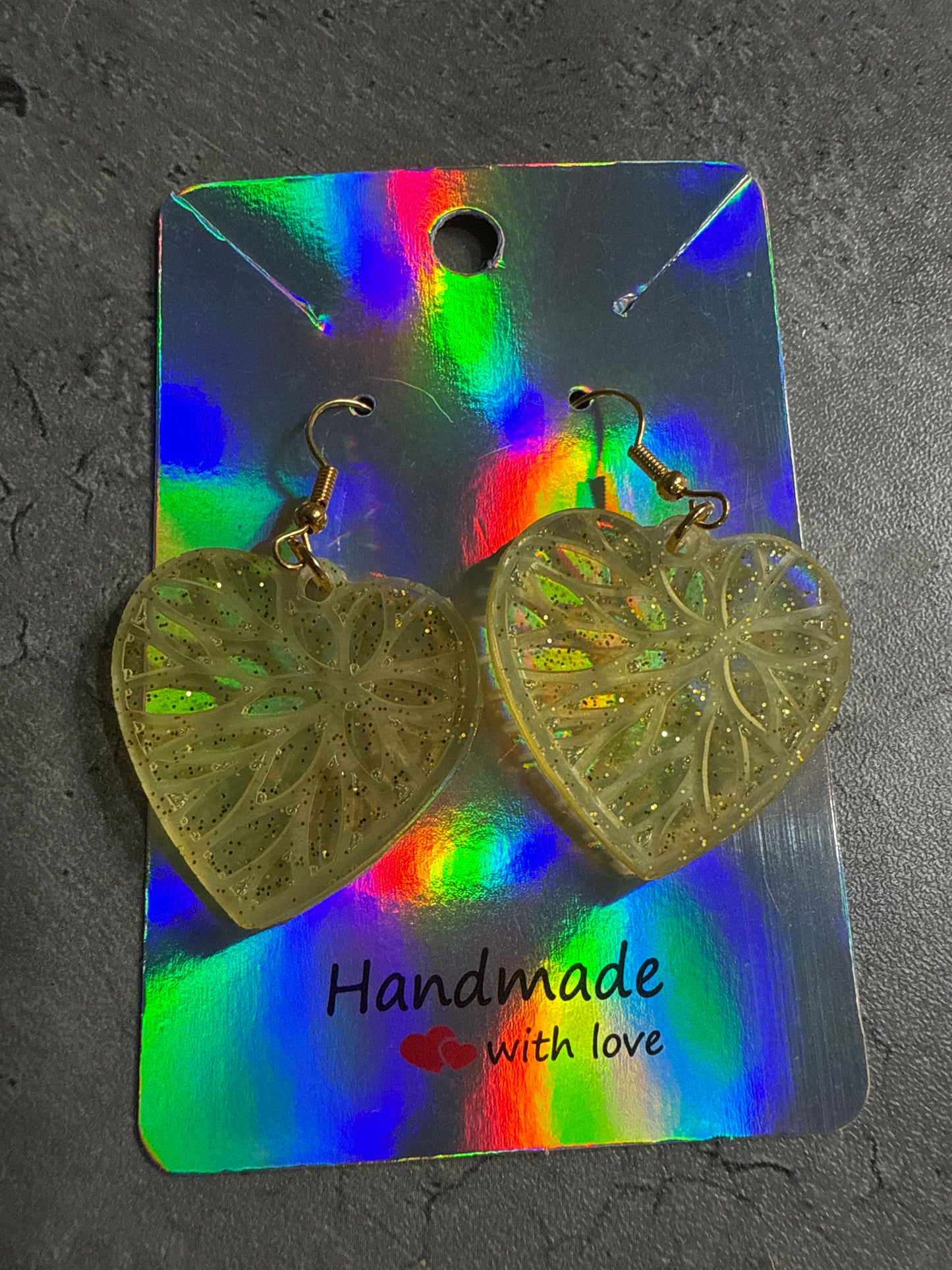 Holographic Heart Earrings