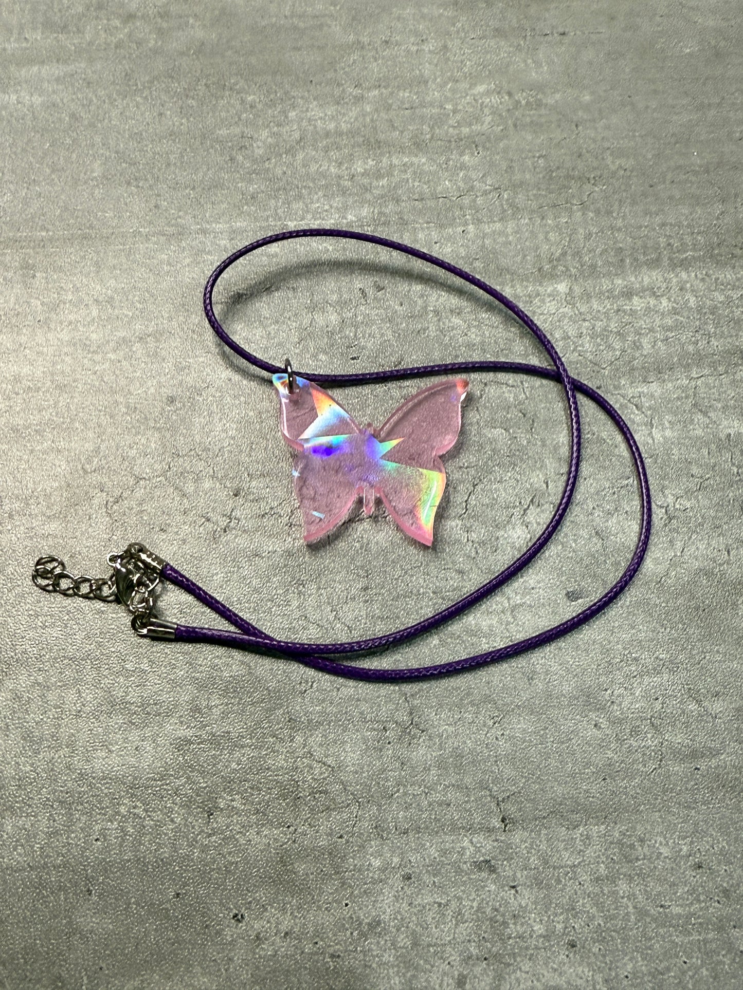Butterfly Pendant Corded Necklace
