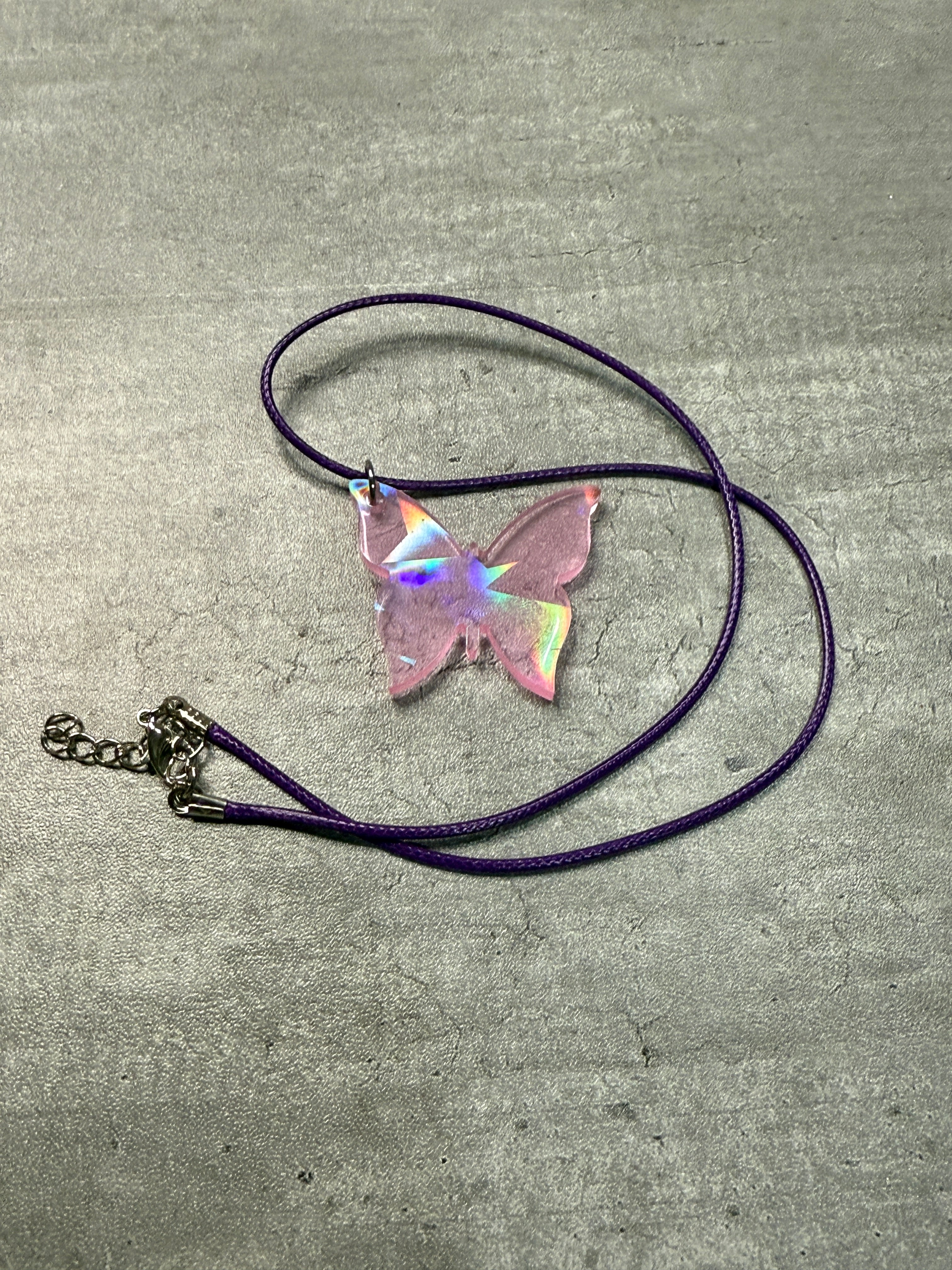 Butterfly Pendant Corded Necklace
