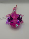Resin Axolotl Figurine with LED Fairy Lights and Custom Eyes