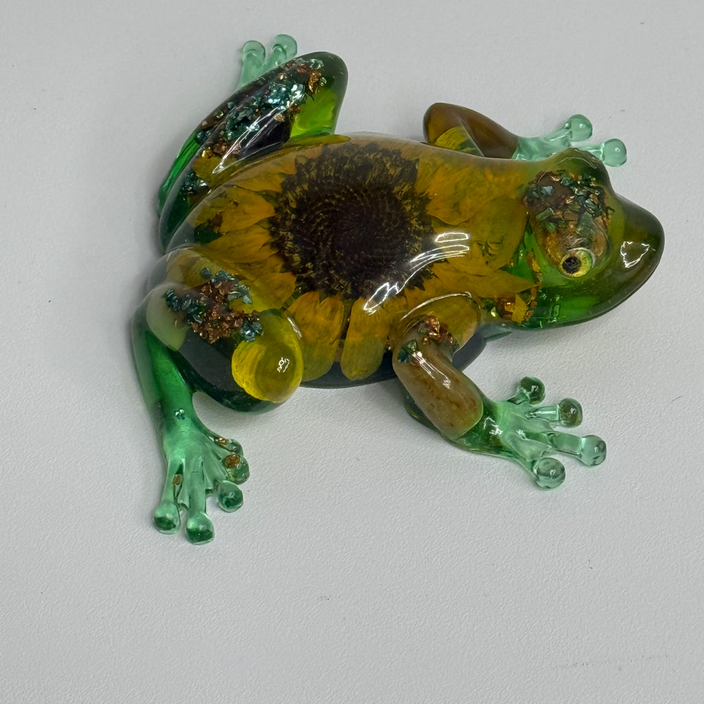 Frog Figurine with Sunflowers
