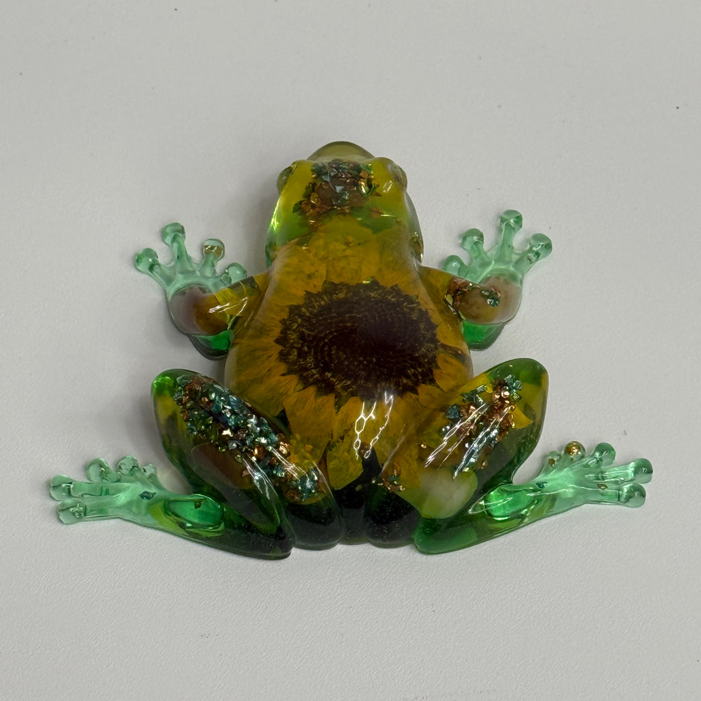 Frog Figurine with Sunflowers