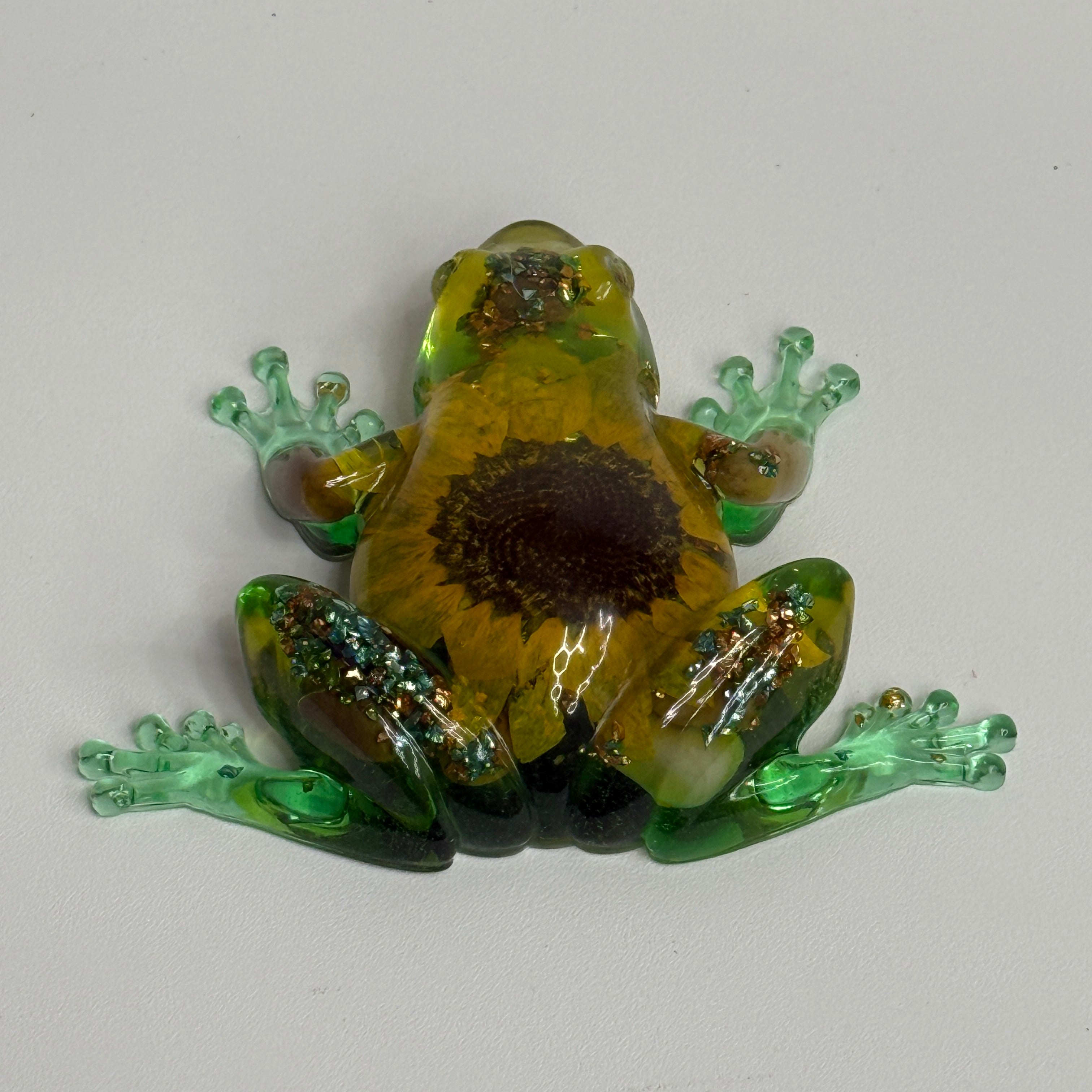 Frog Figurine with Sunflowers