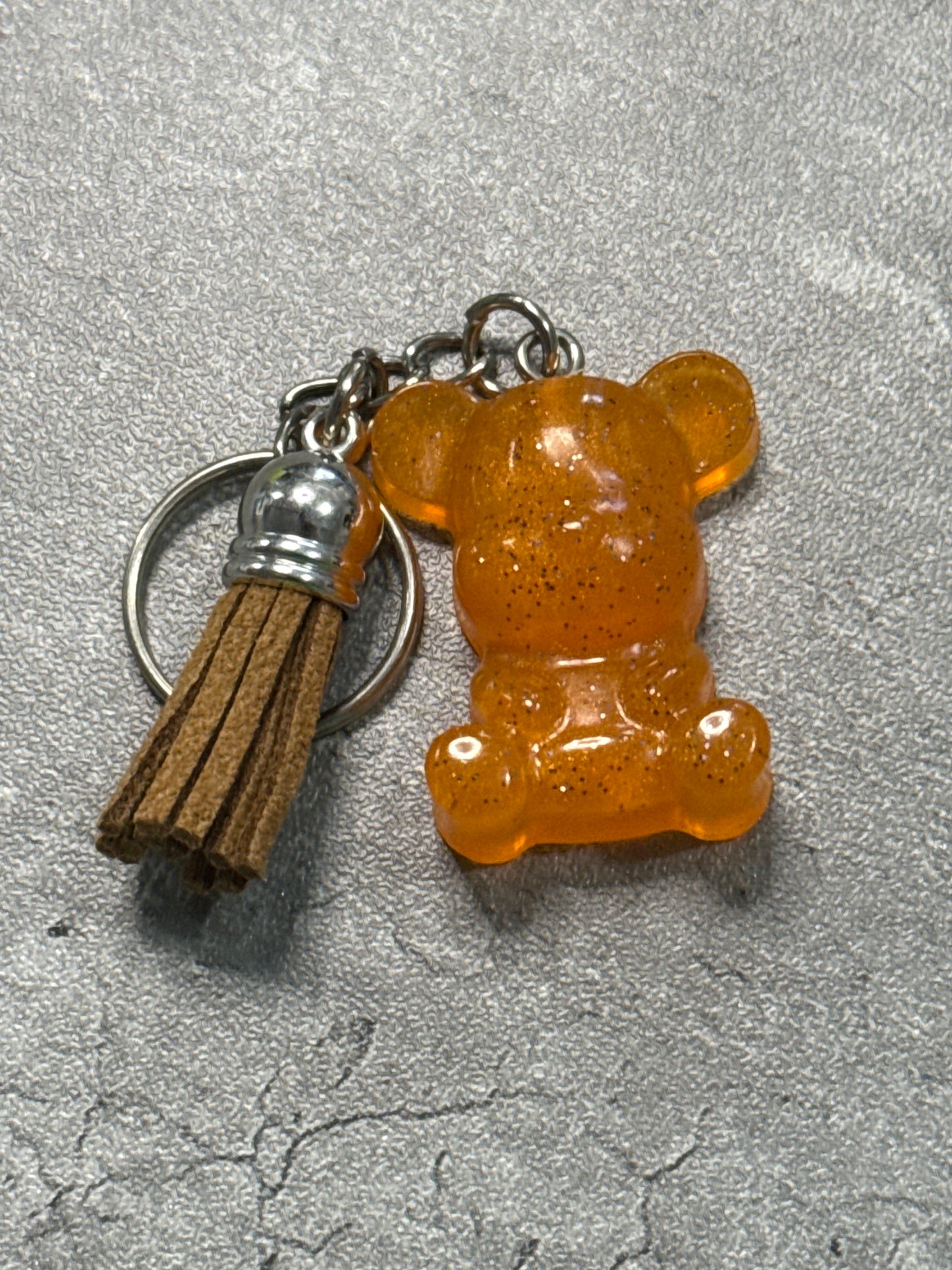 Sitting Glitter Bear Keychain with Tassel
