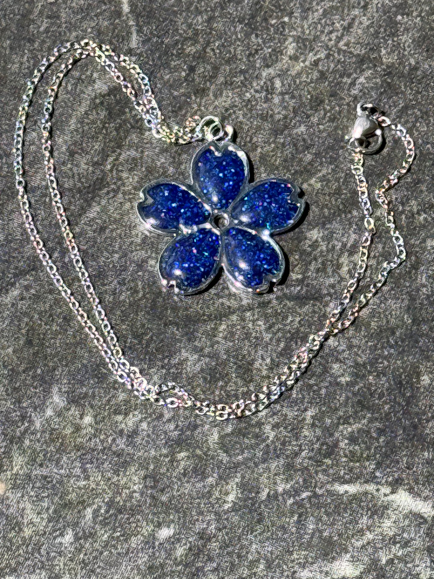 Sakura Blossom Pendant Necklace - Royal Blue series