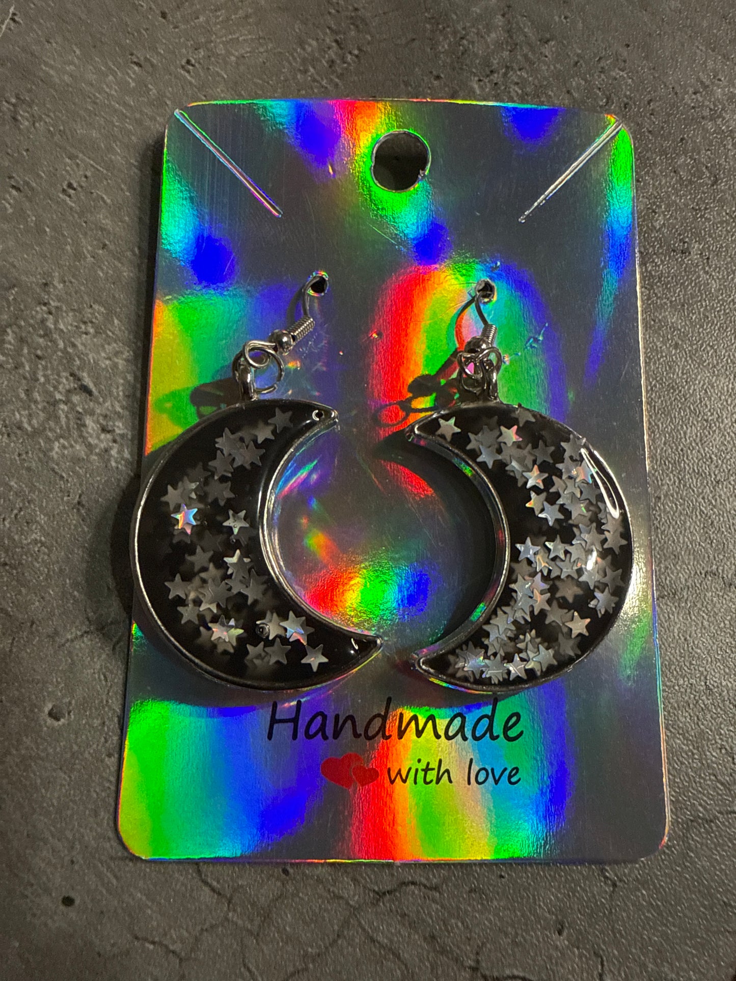 Moon and Stars Bezel Earrings