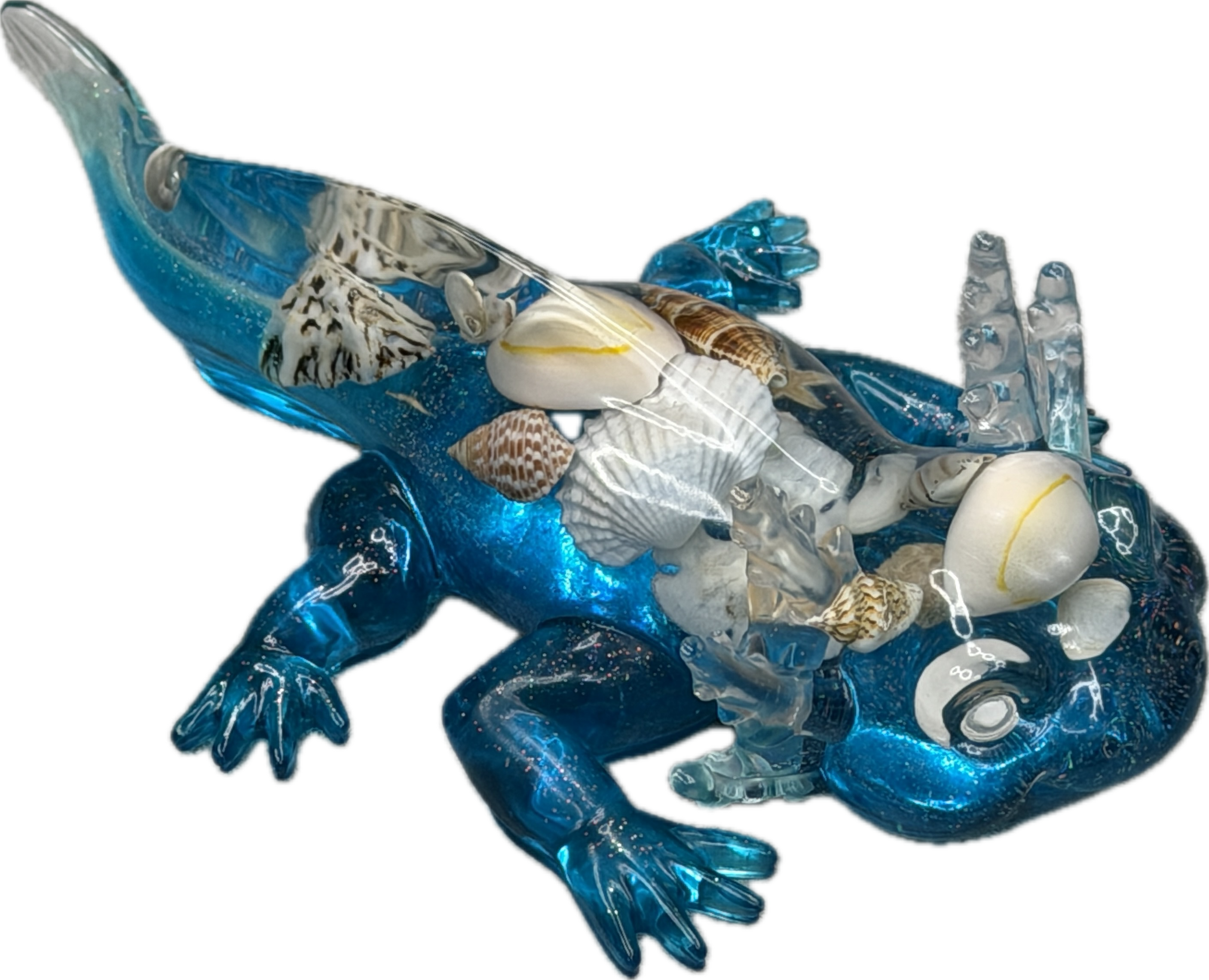 Resin Axolotl with Seashells