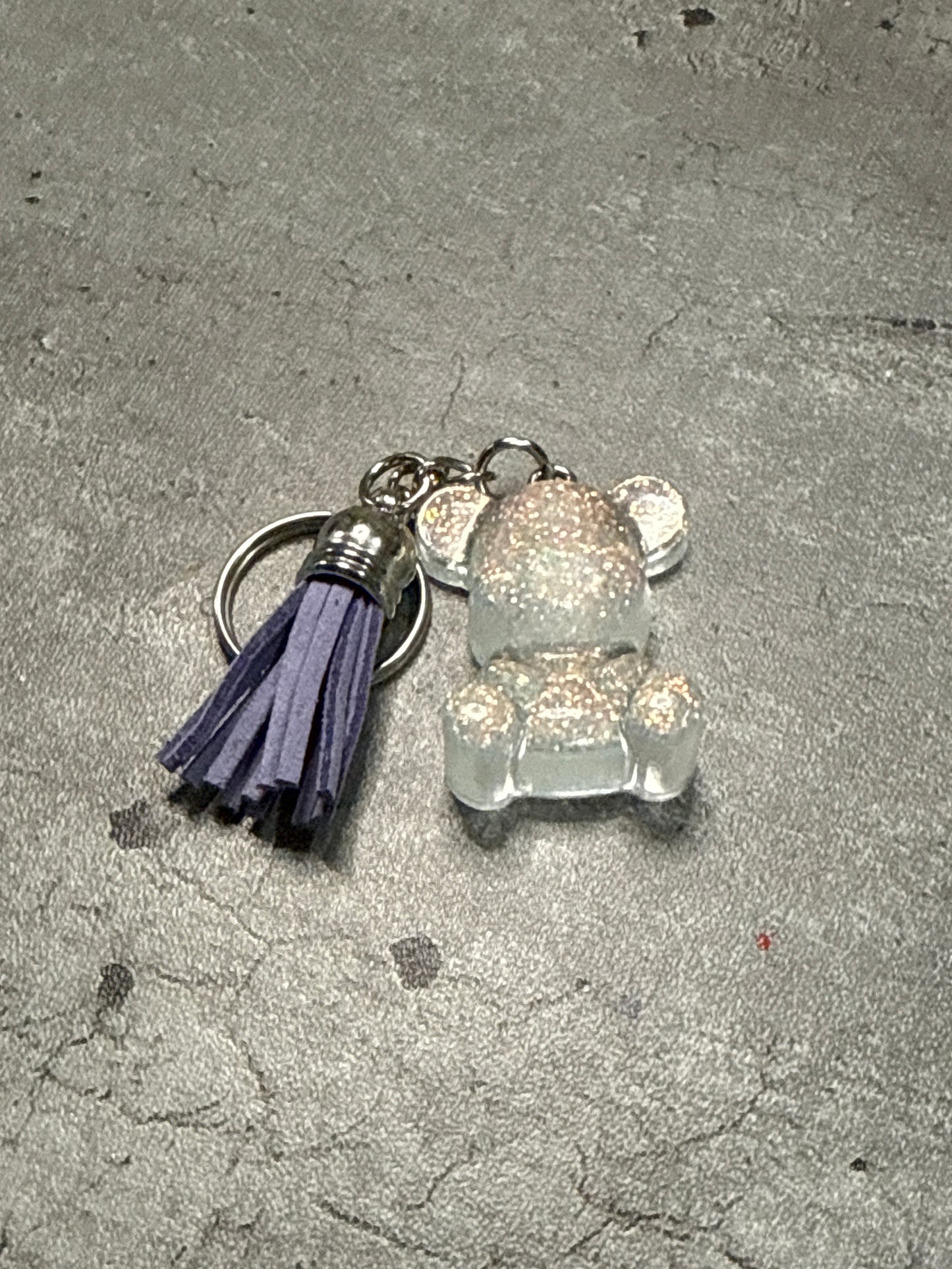 Sitting Glitter Bear Keychain with Tassel