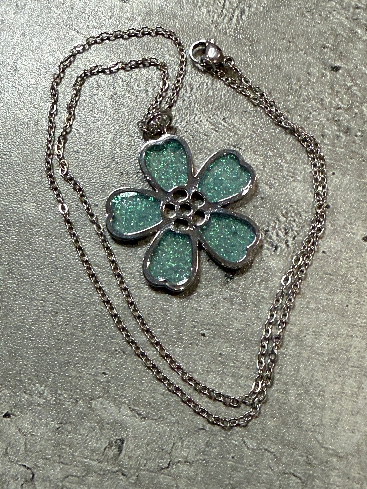 Sakura Bloom Pendant Necklace - Aqua series