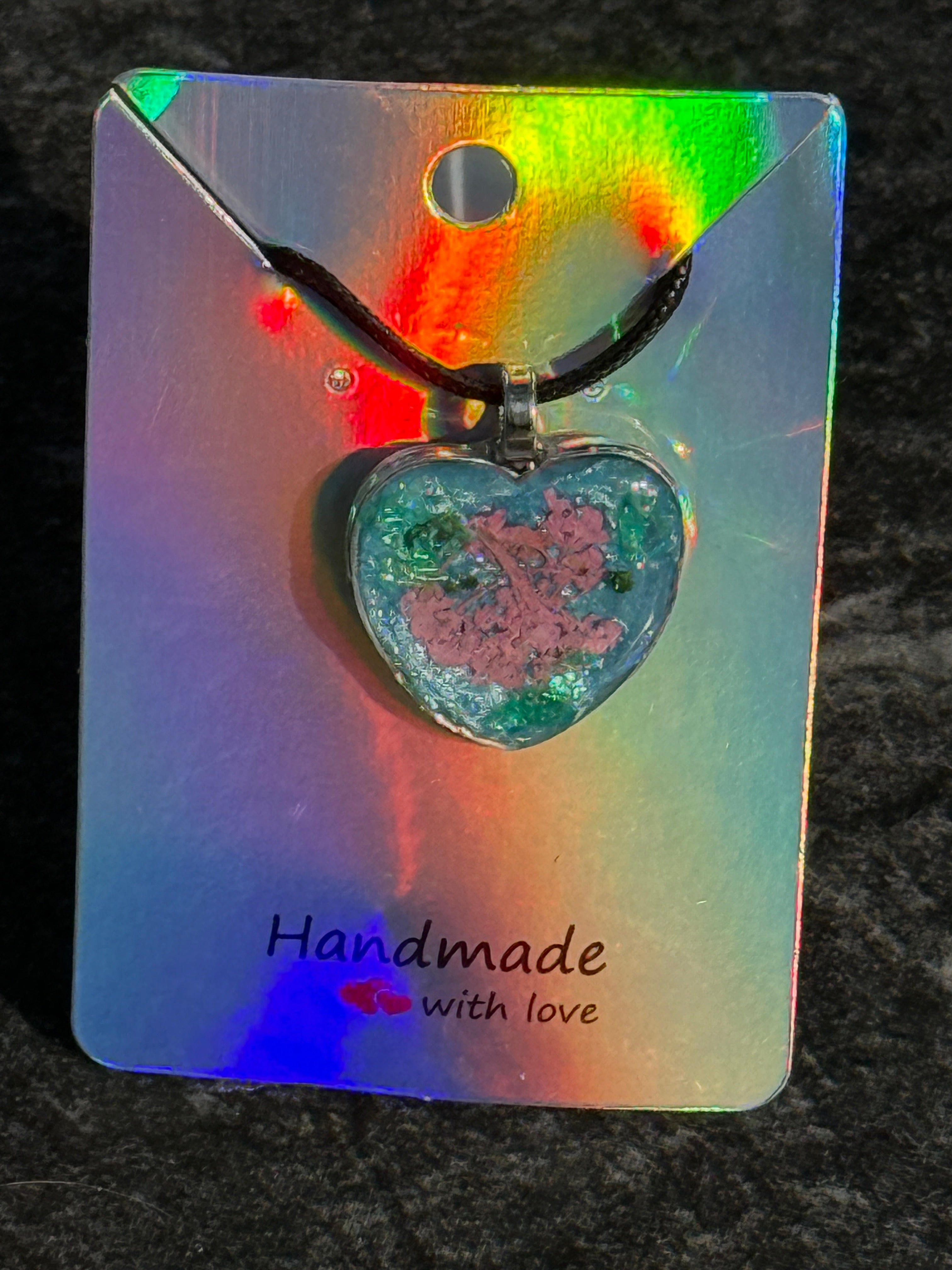Resin and Dried Flower Pendant Necklace