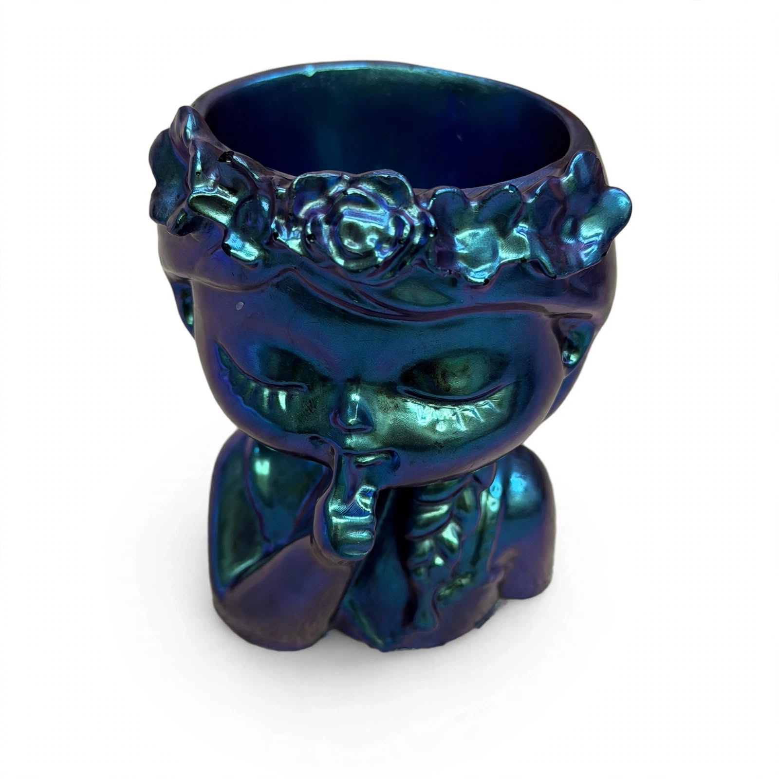 Dreamy Girl Flower Crown Planter - Chameleon Resin Face Pot | Mermaid Succulent Pot
Product