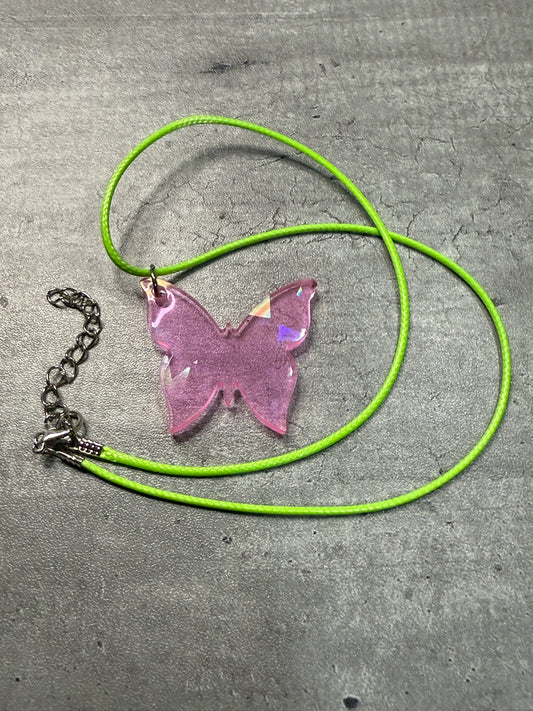 Butterfly Pendant Corded Necklace