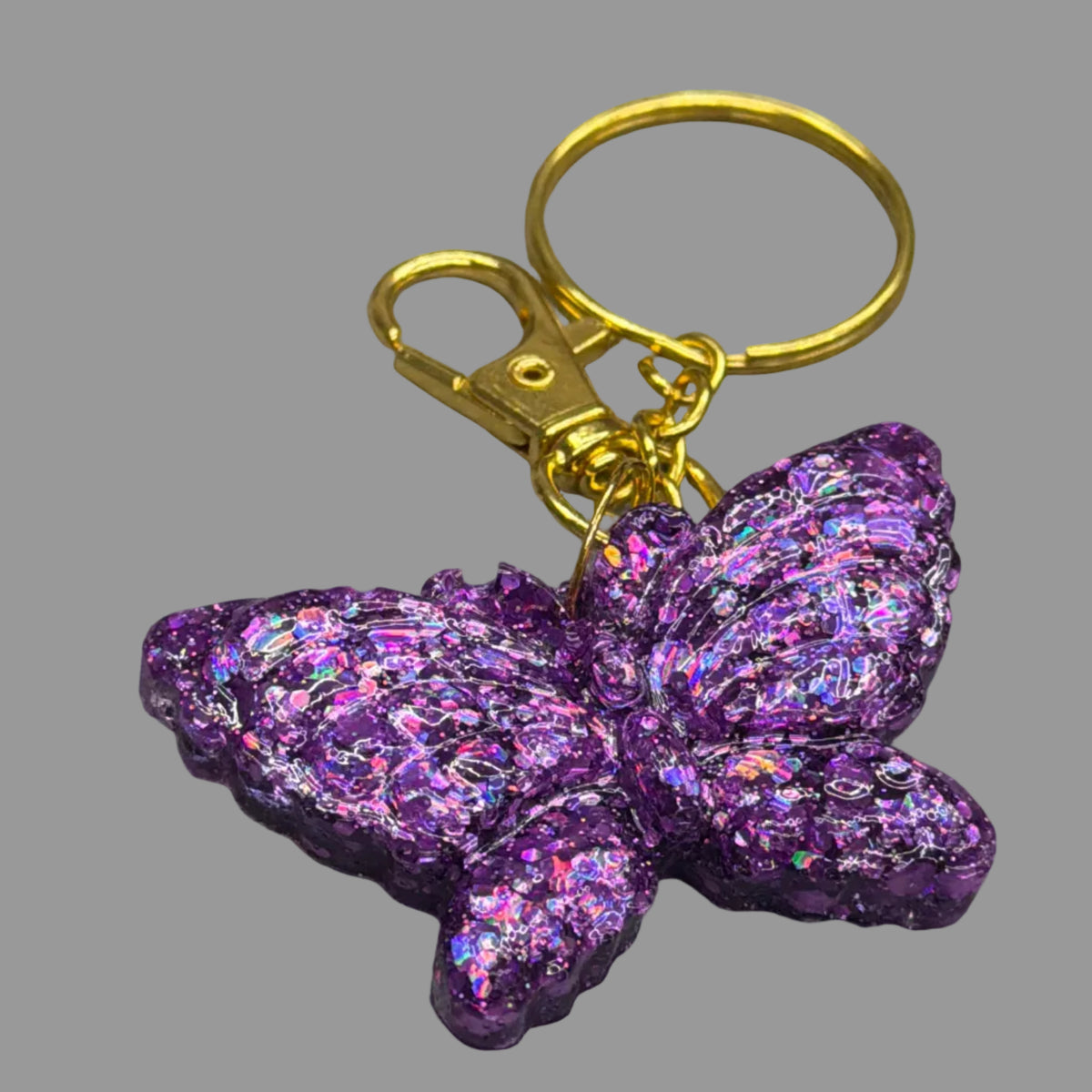 Resin Butterfly Keychain and Bag Charm (Holographic)
