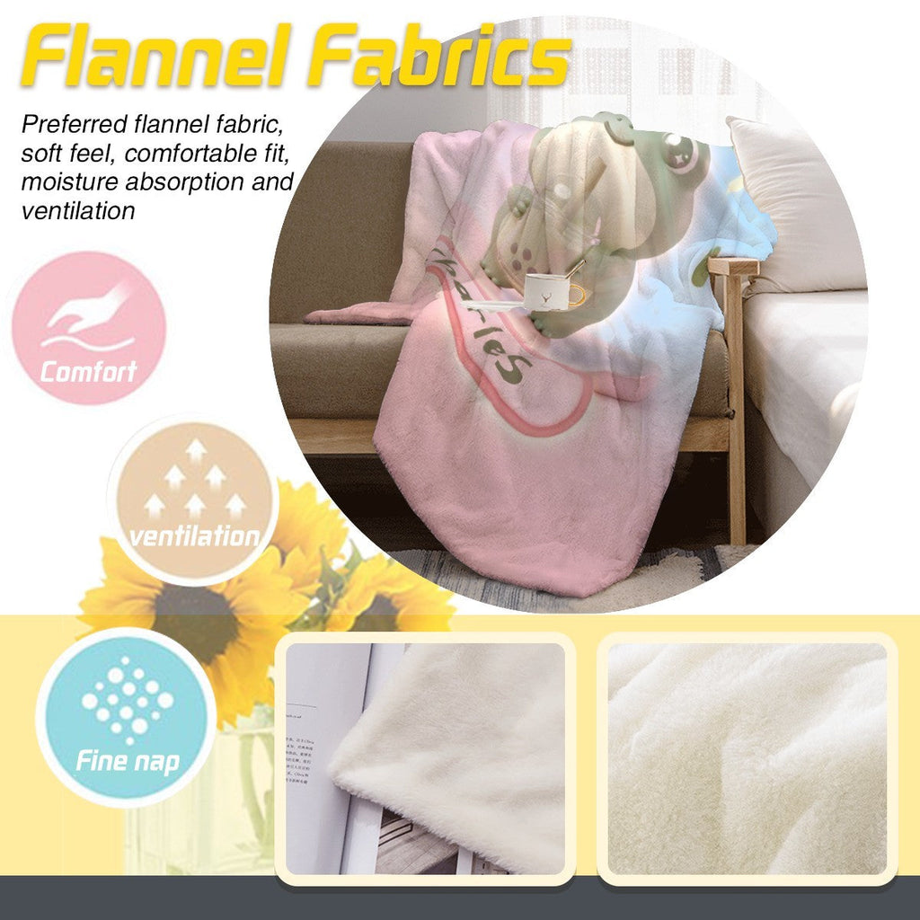 Personalized Kawaii Frog Boba Tea Blanket | Custom Name | Cute Frog Throw