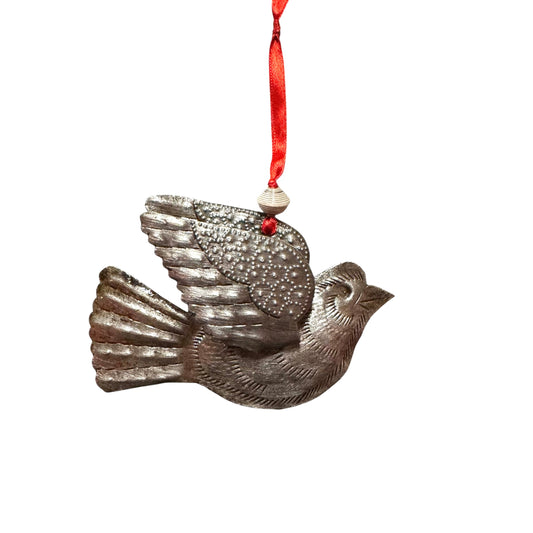 Steel Winged Bird Ornament