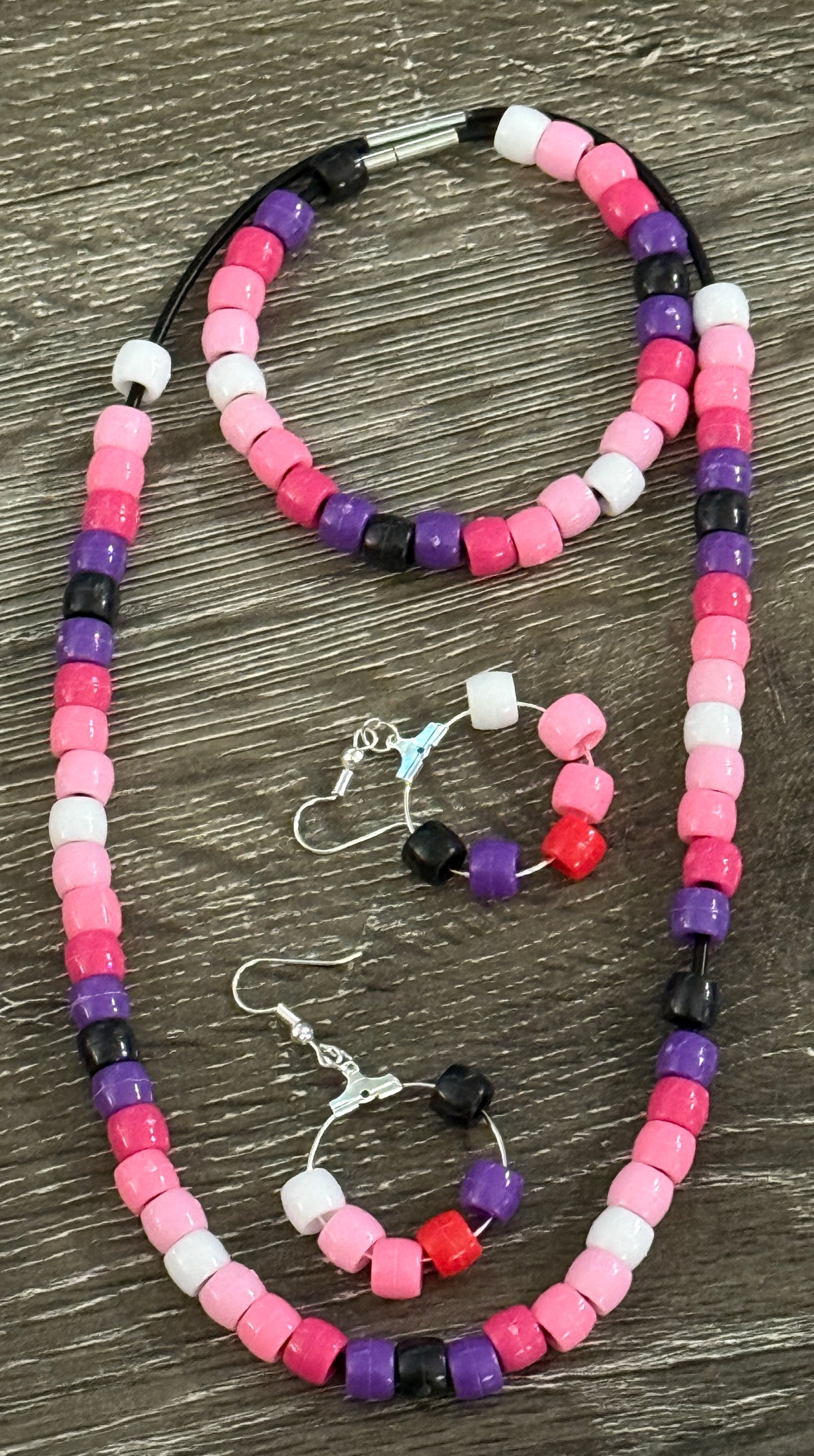 Beaded Necklace, Bracelet and Earrings set