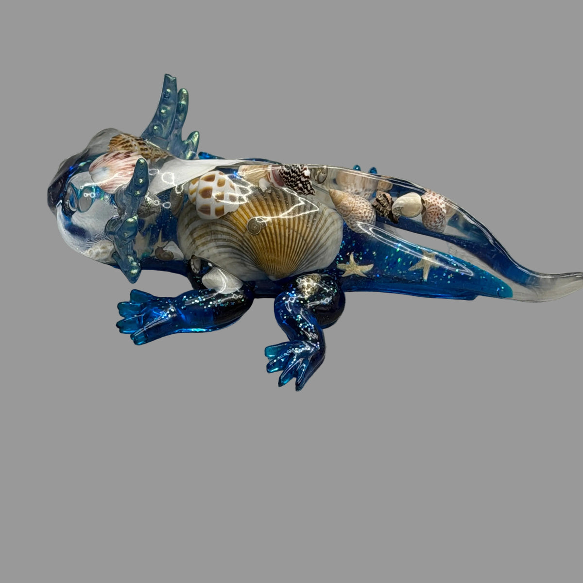 Resin Axolotl with Seashells