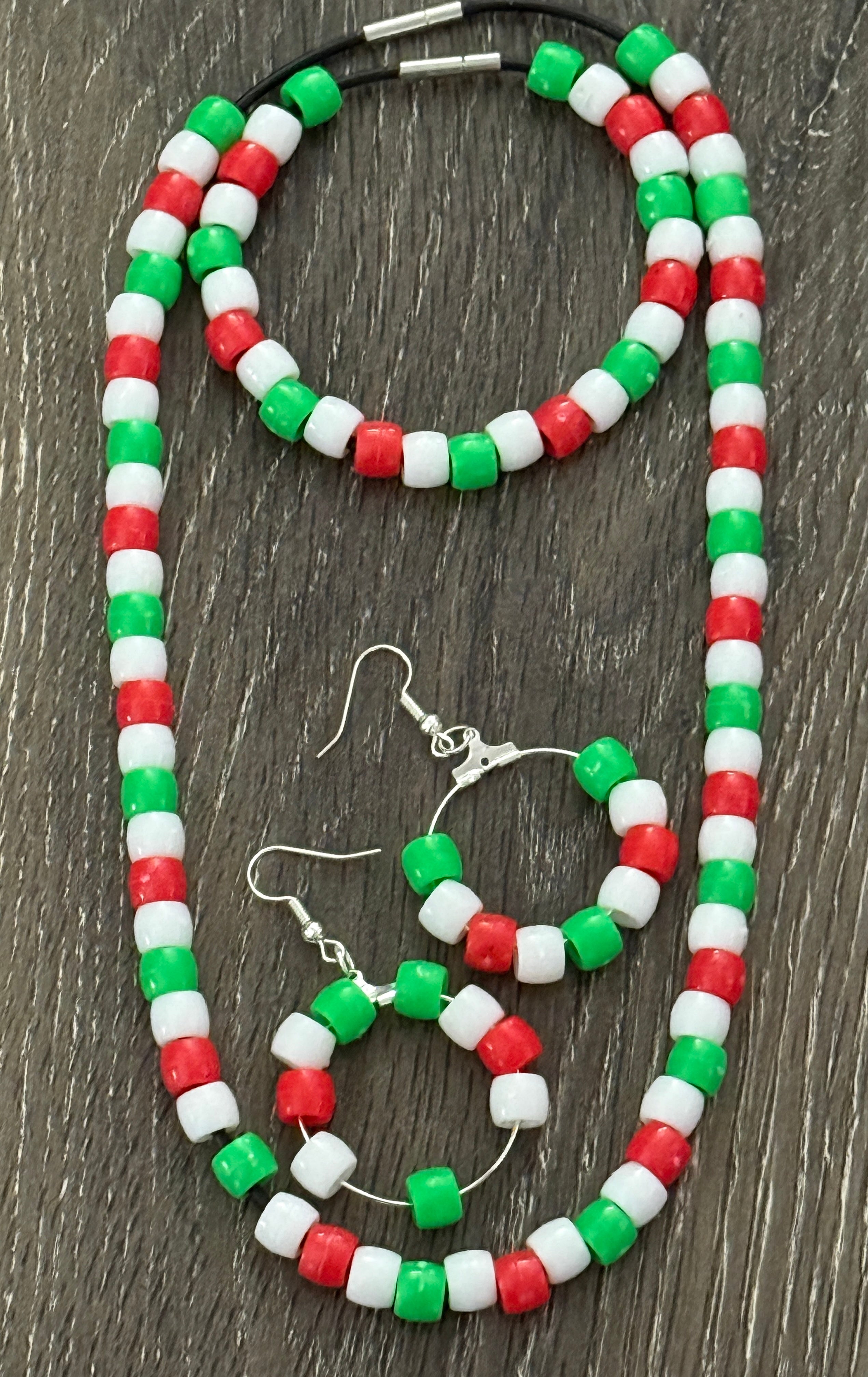 Beaded Necklace, Bracelet and Earrings set