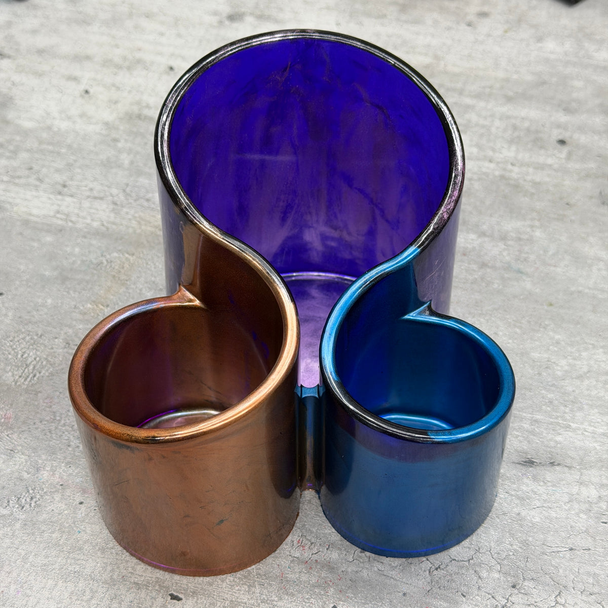 Tri-Swirl Resin Desk Organizer - Chameleon Copper, Cobalt Blue & Violet