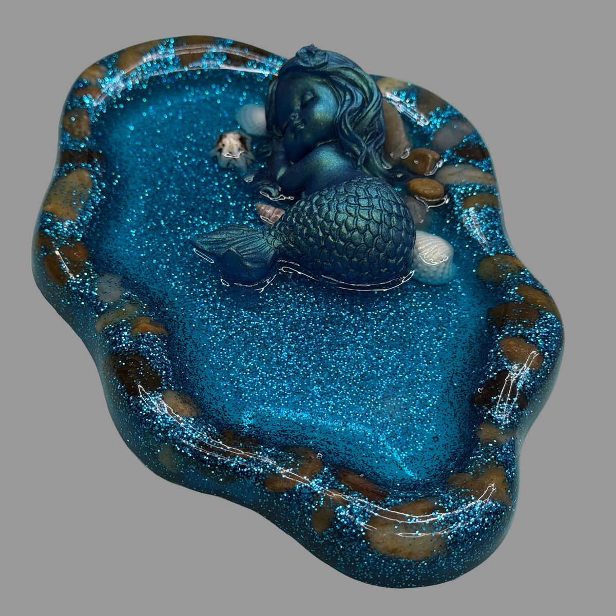 Mermaid Tide Pool Resin Tray Handmade Coastal Trinket Dish