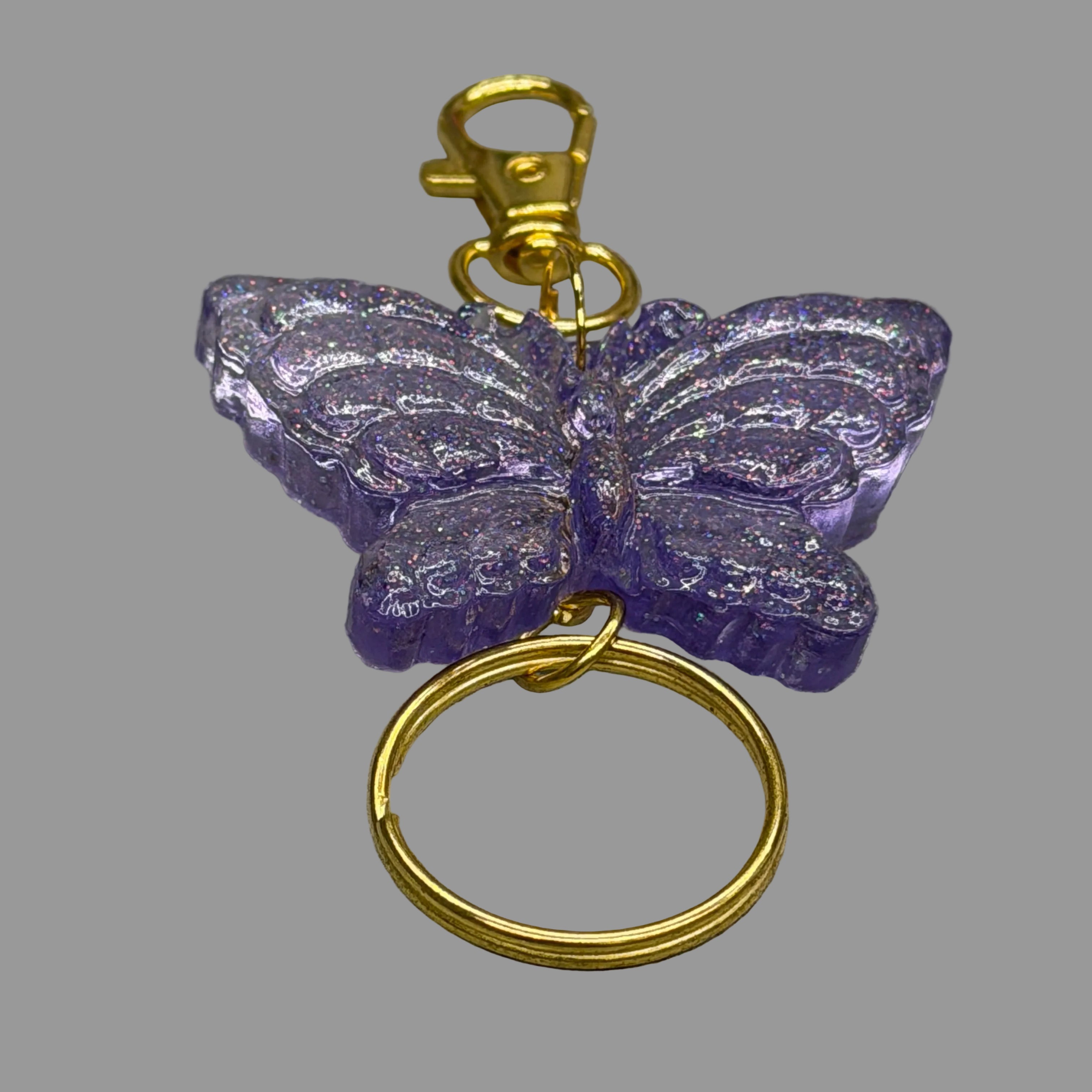 Resin Butterfly Keychain and Bag Charm (Holographic)