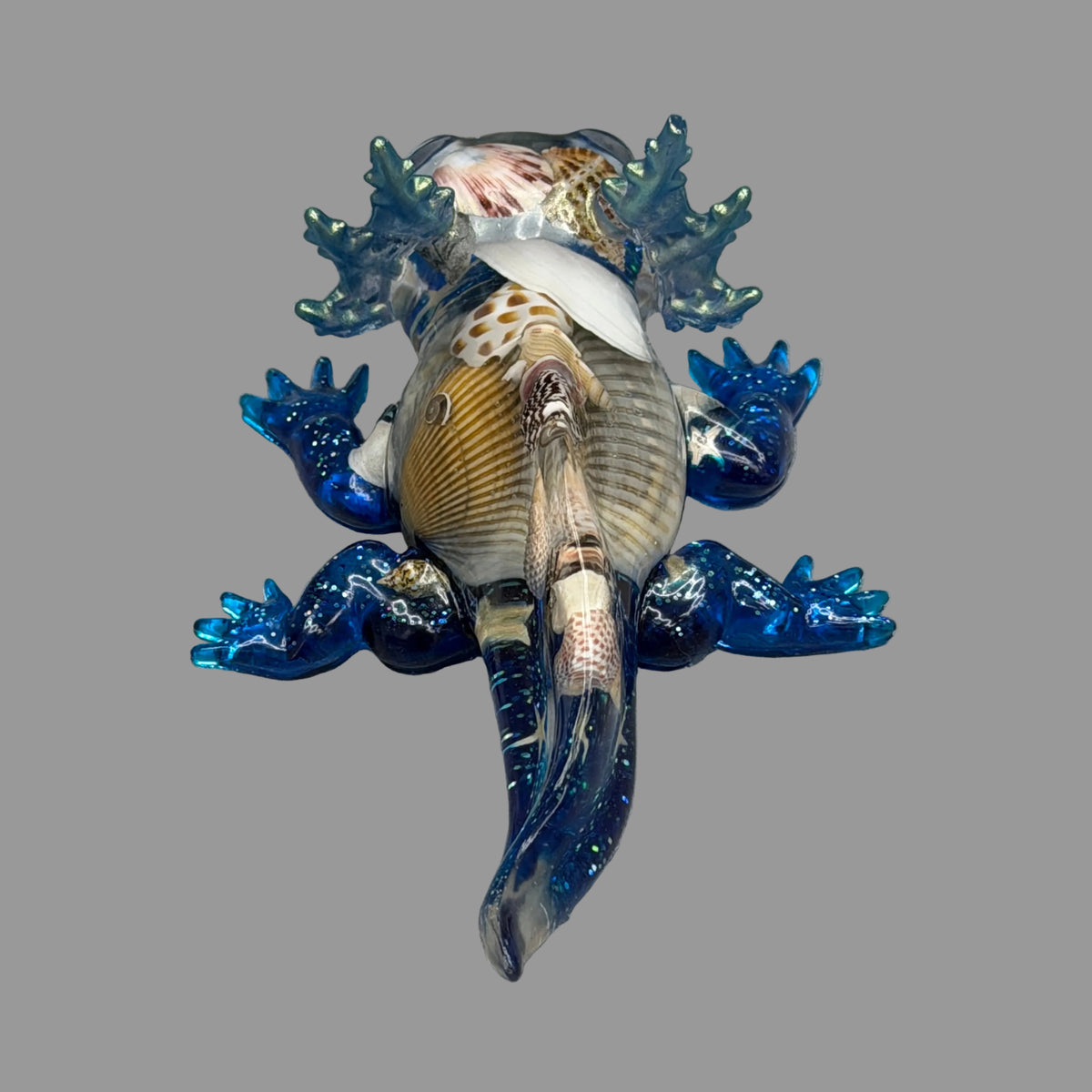 Resin Axolotl with Seashells