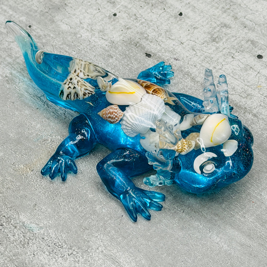 Resin Axolotl with Seashells