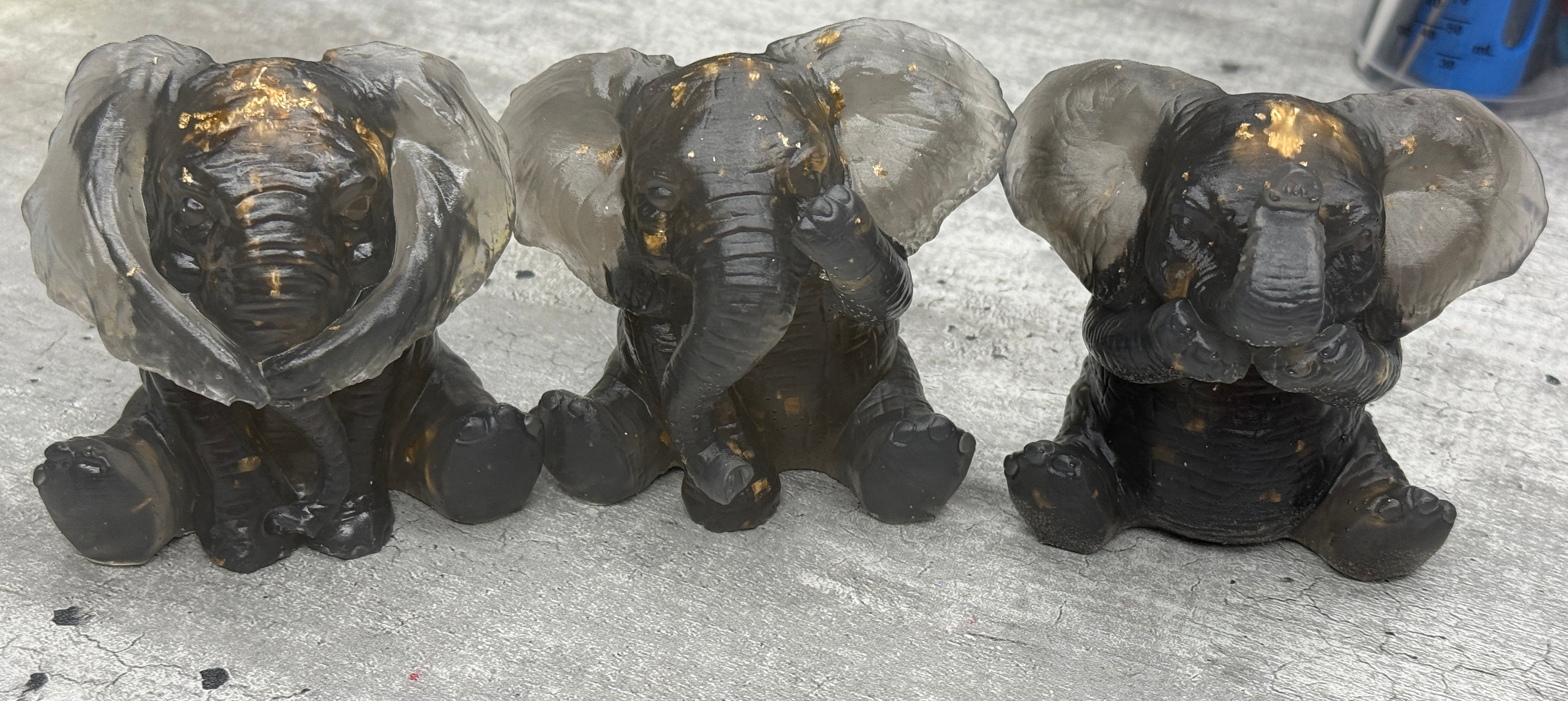 Three Wise Elephants Resin