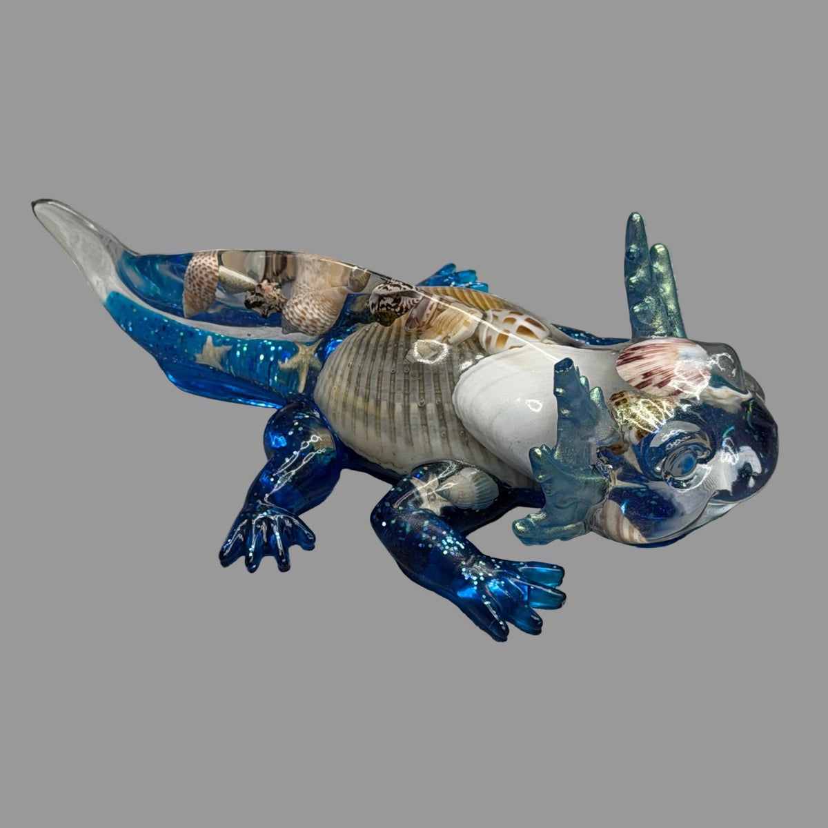 Resin Axolotl with Seashells