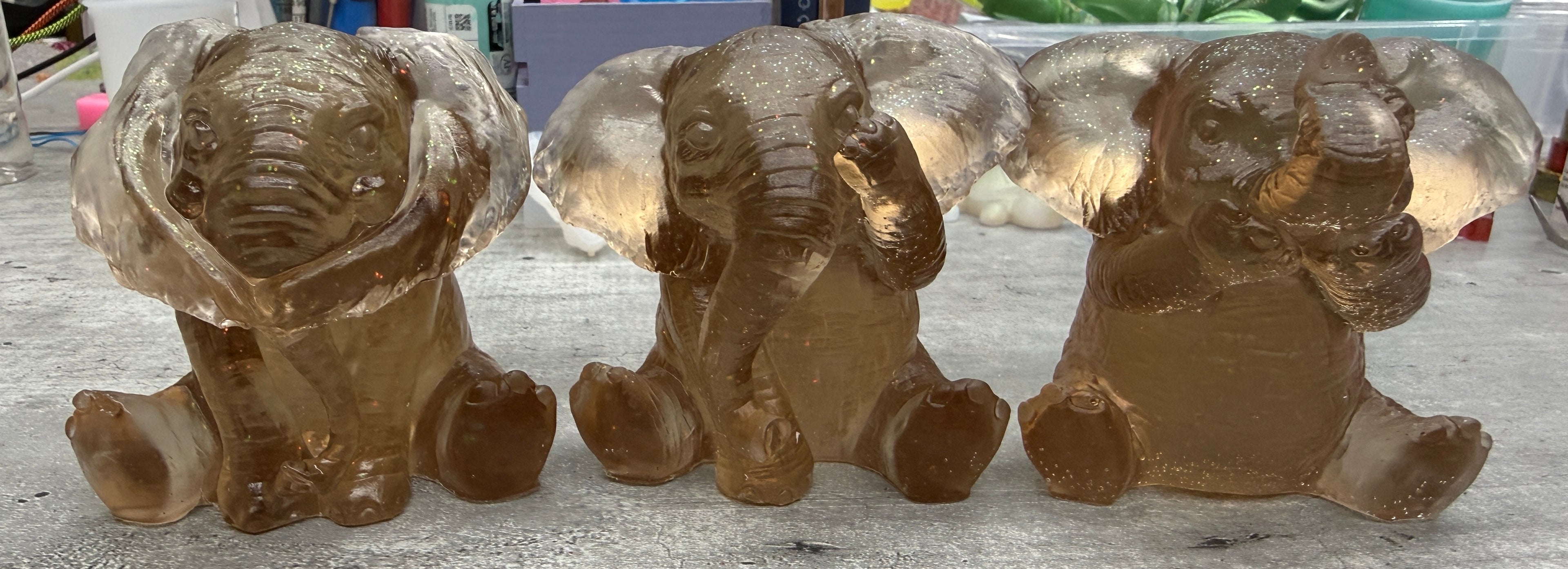 Three Wise Elephants Resin