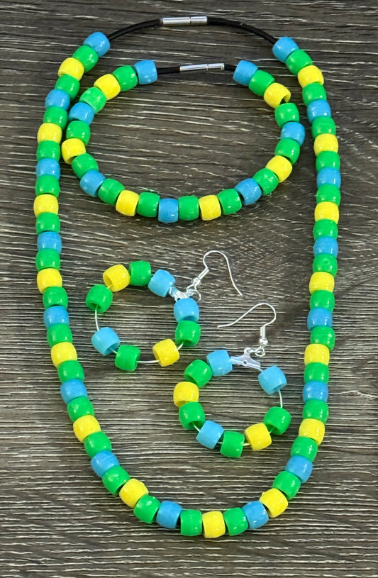 Beaded Necklace, Bracelet and Earrings set