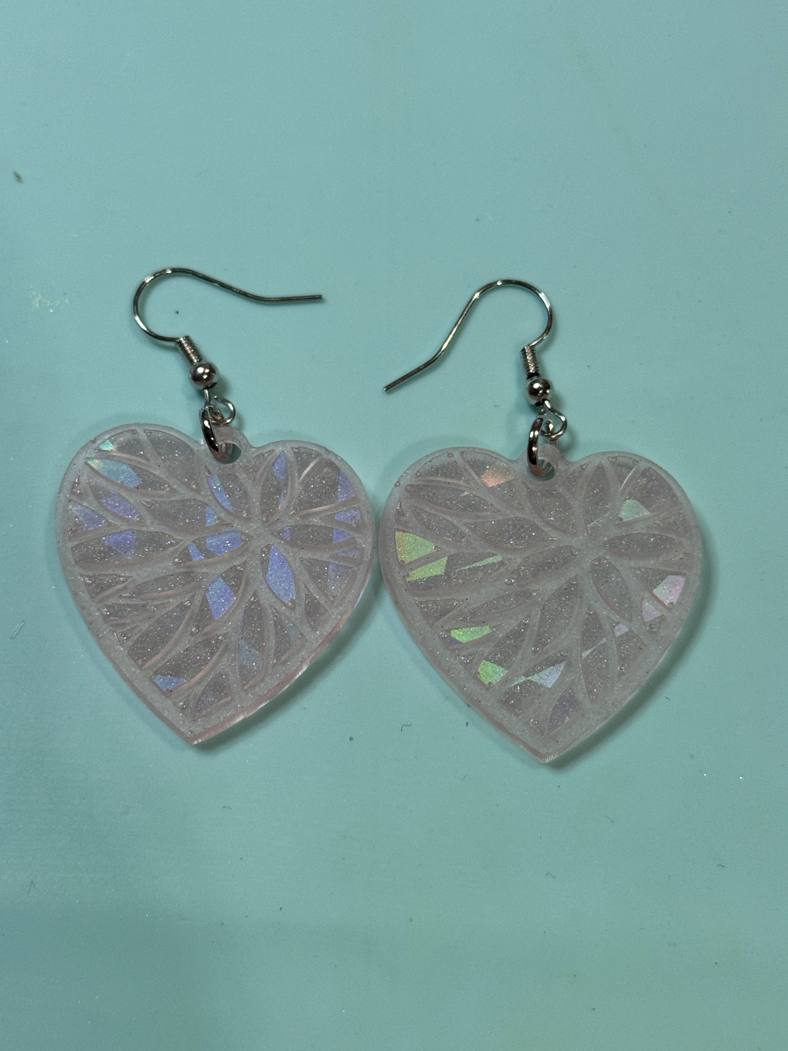 Holographic Heart Earrings