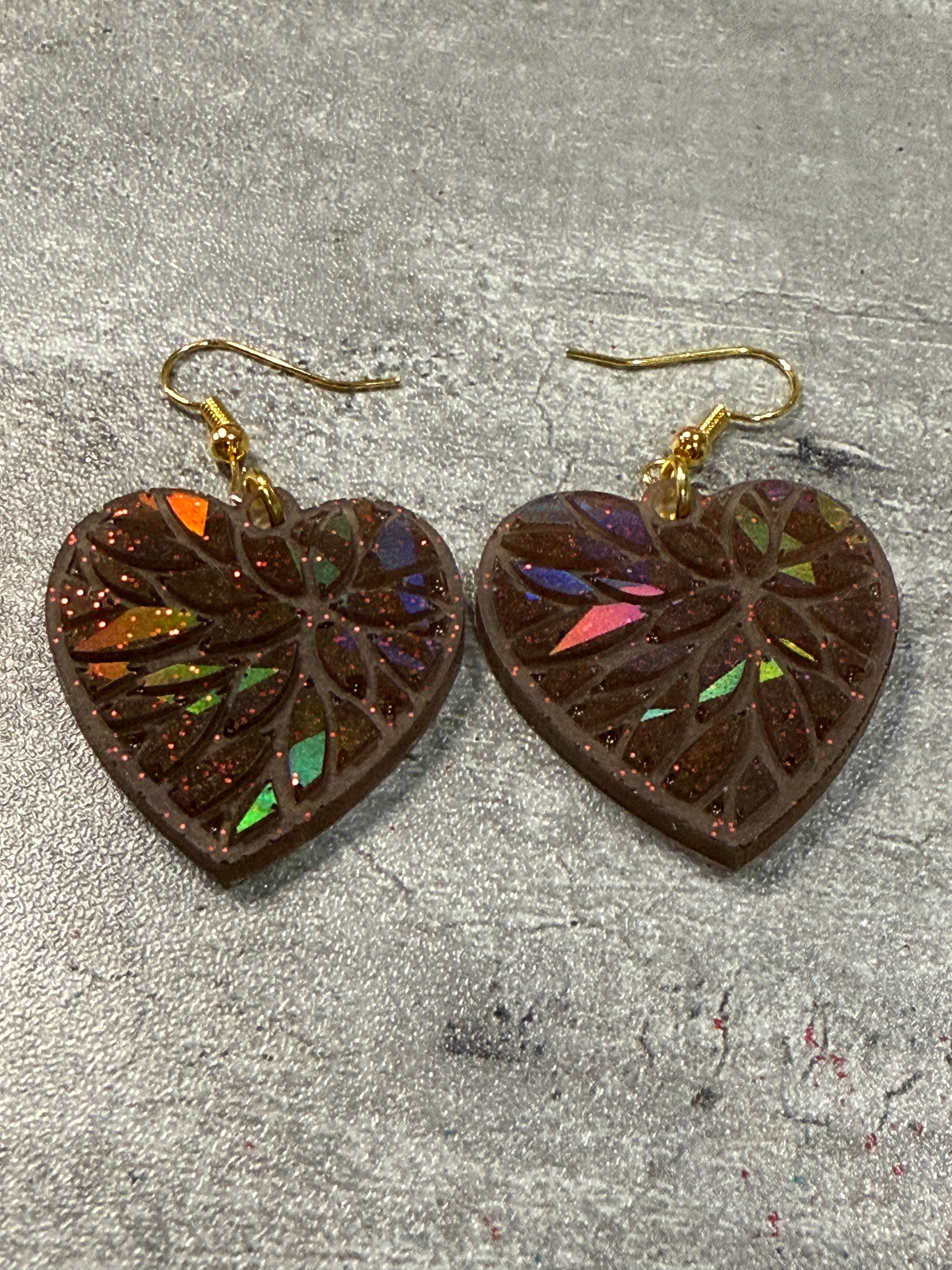 Holographic Heart Earrings