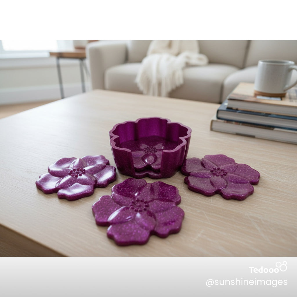 Floral Shape Coaster Set
