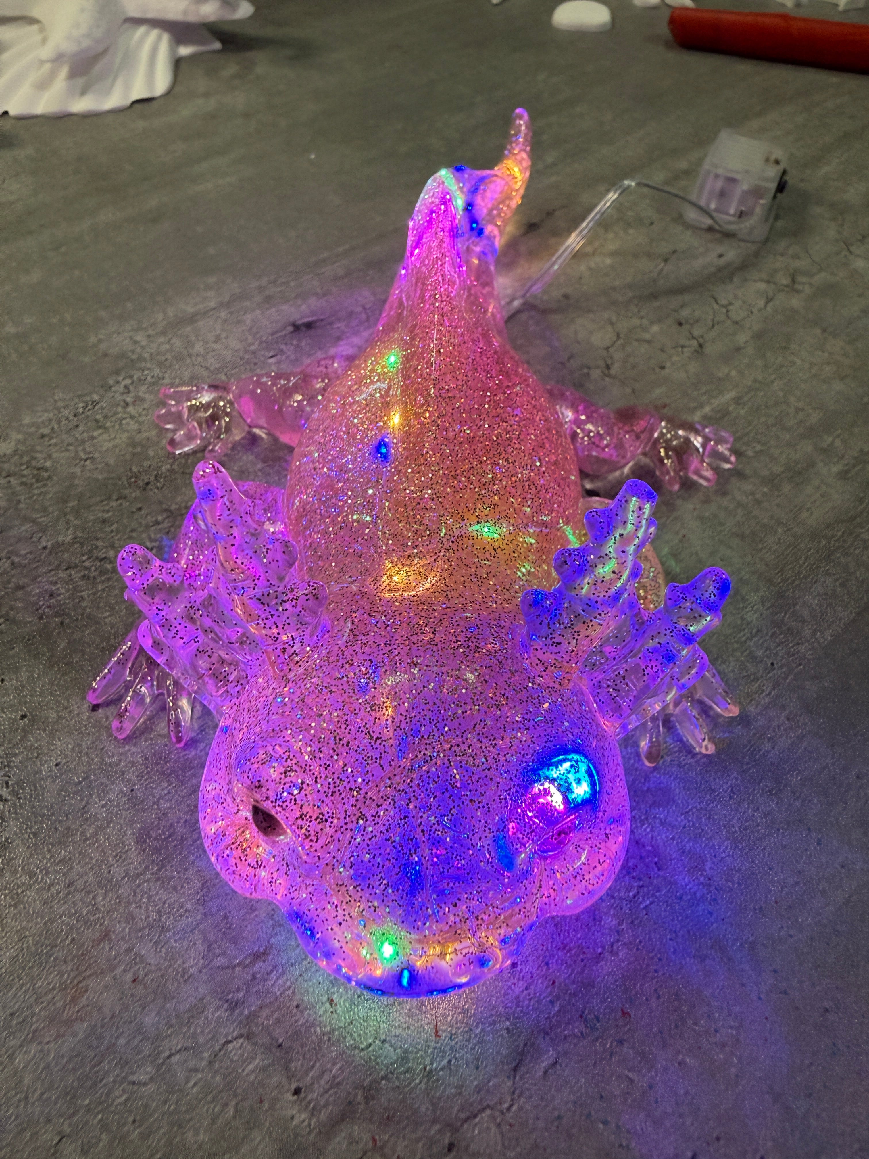 Axolotl Figurine with LED Fairy Lights