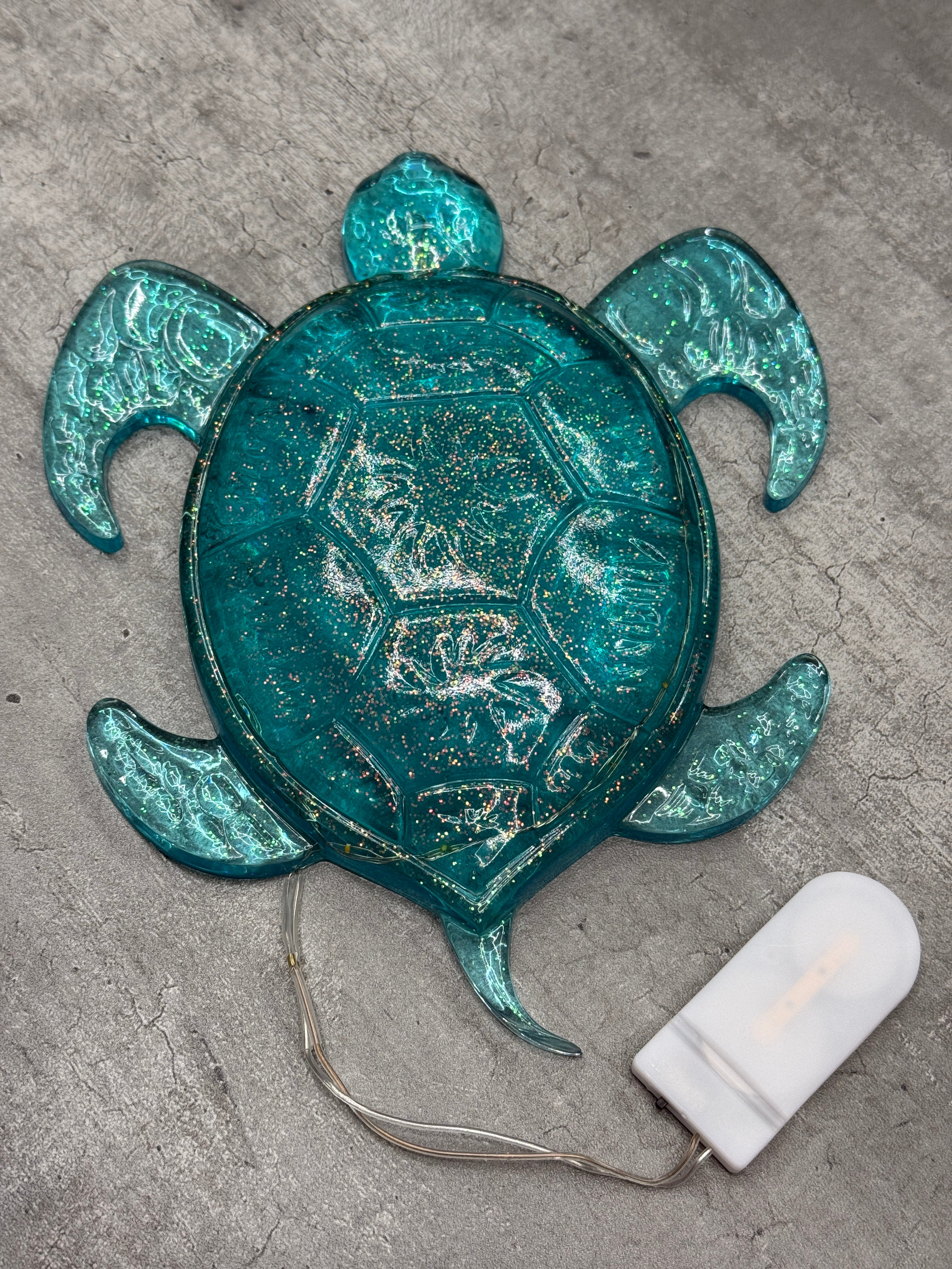 Turtle Figurine - Flat w/ Fairy Lights