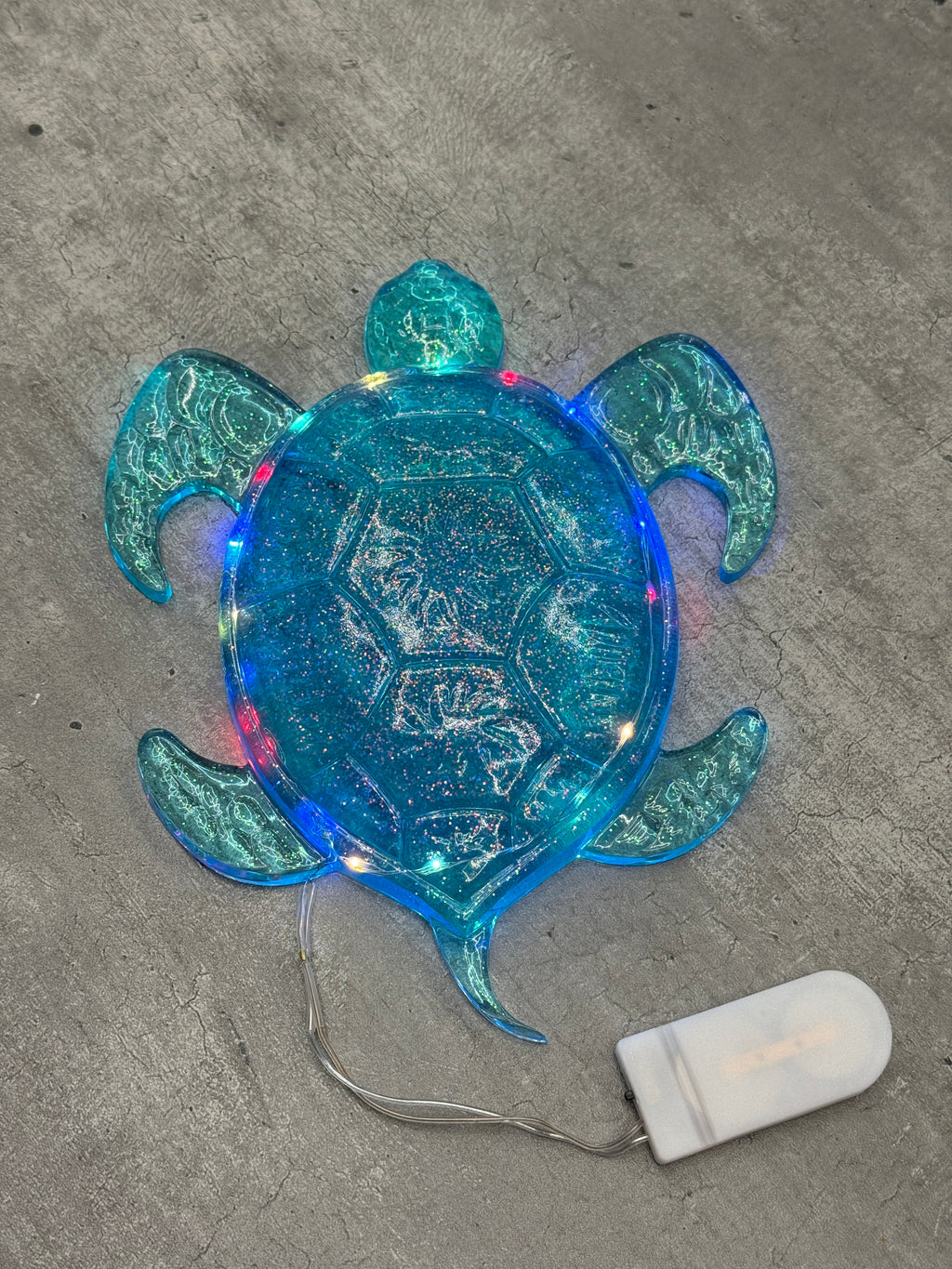 Turtle Figurine - Flat w/ Fairy Lights