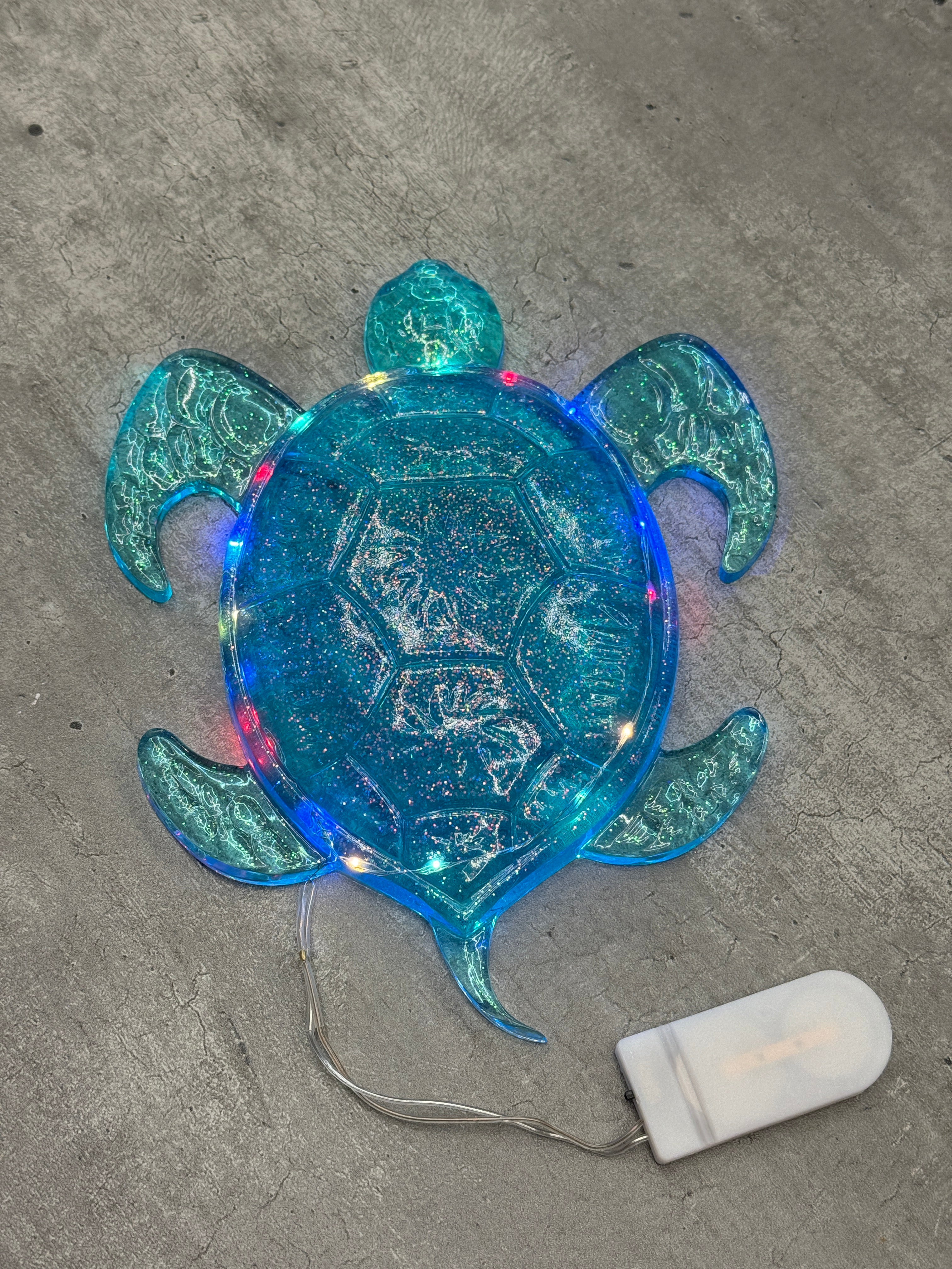 Turtle Figurine - Flat w/ Fairy Lights
