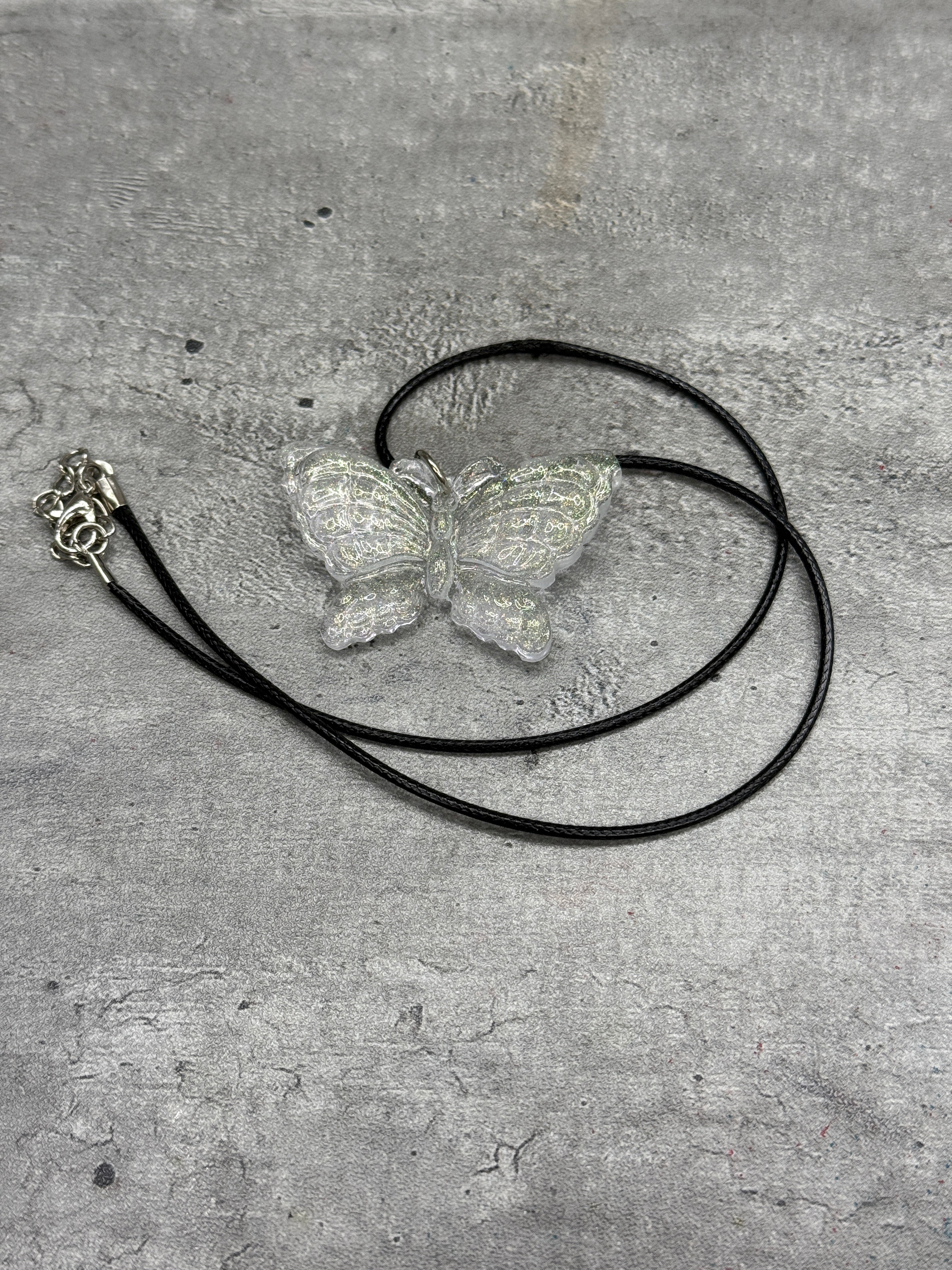 Butterfly Pendant Corded Necklace