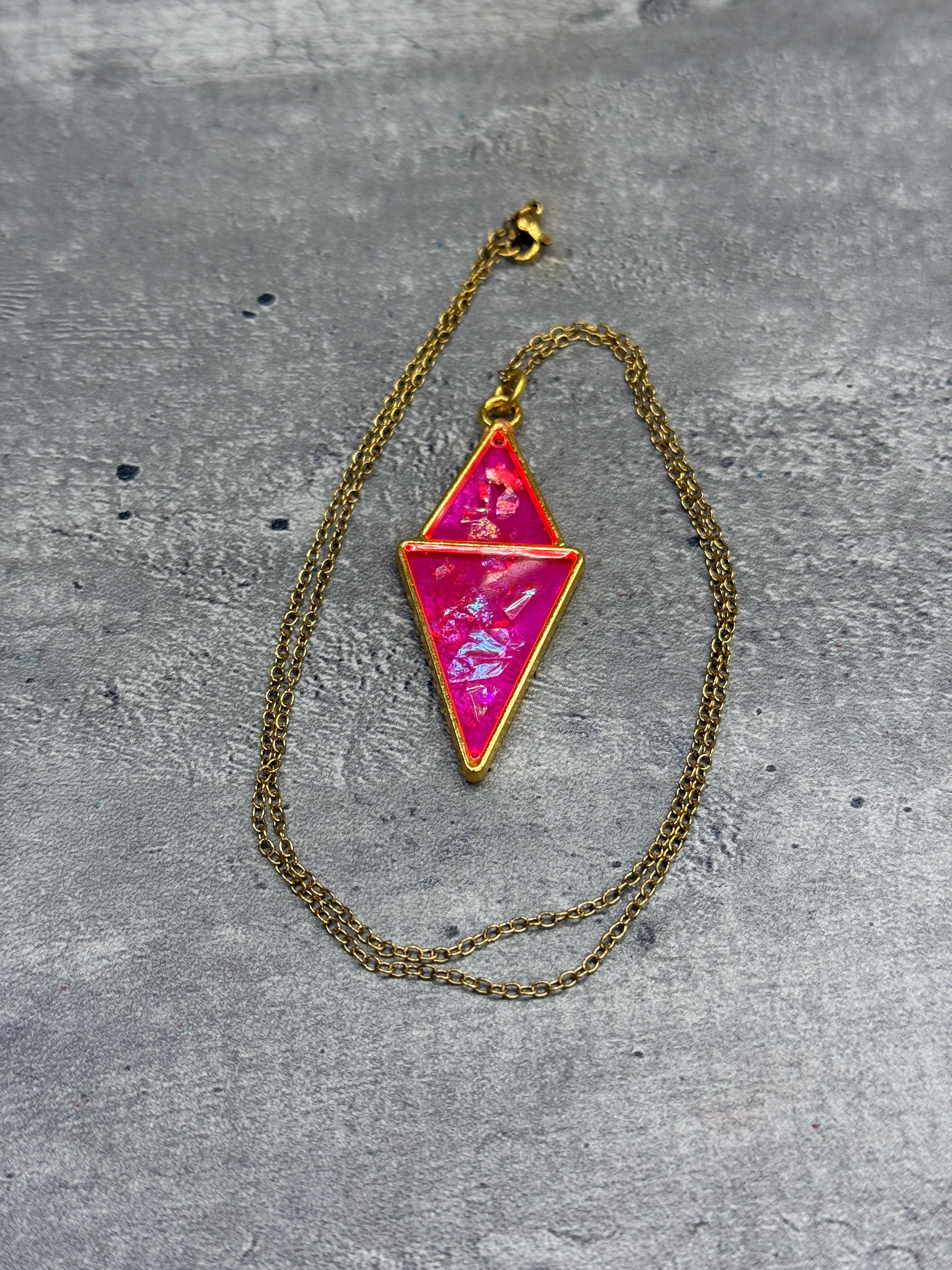 Resin and Holographic Foil Pendant Necklace