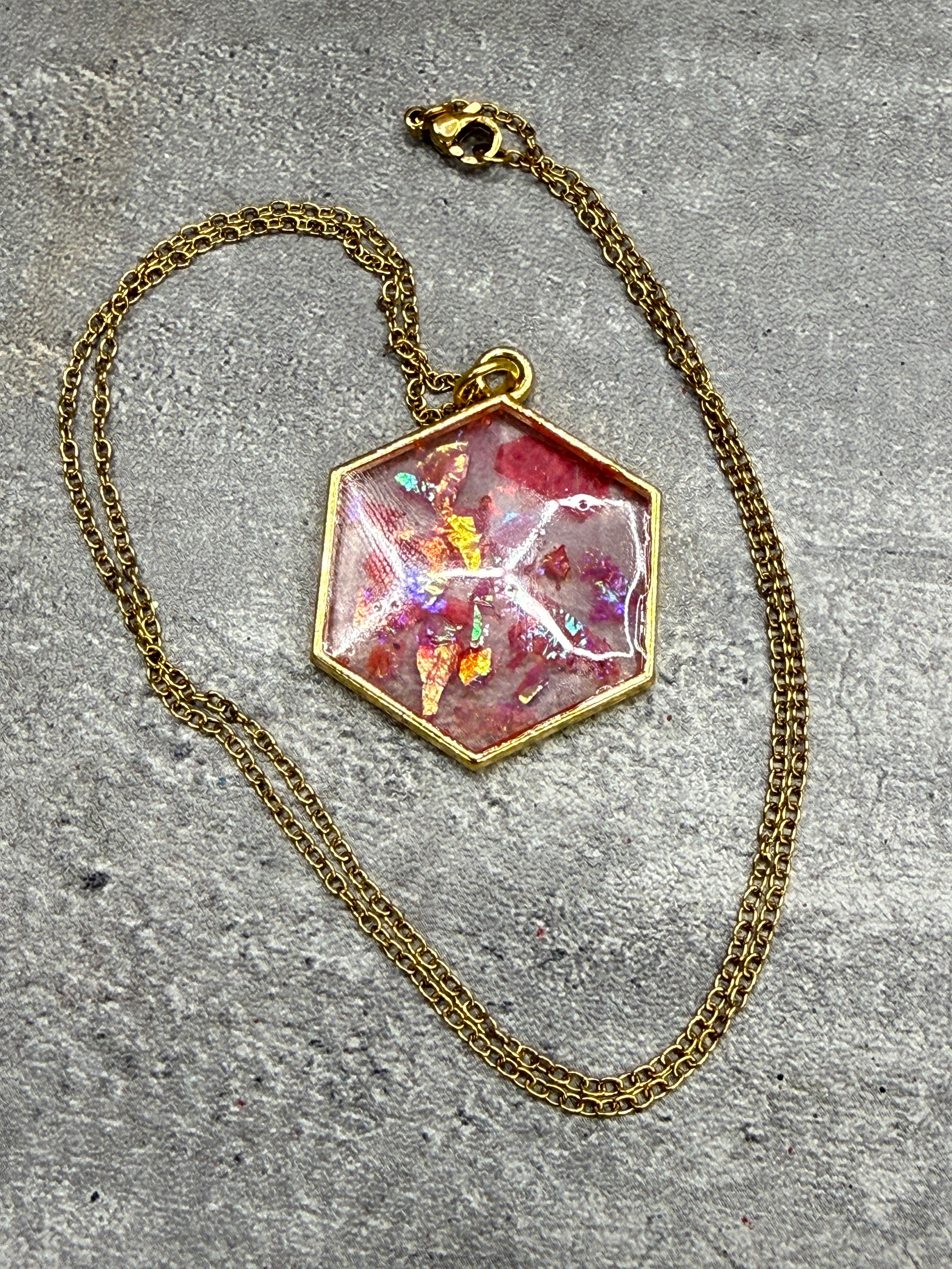 Resin and Holographic Foil Pendant Necklace