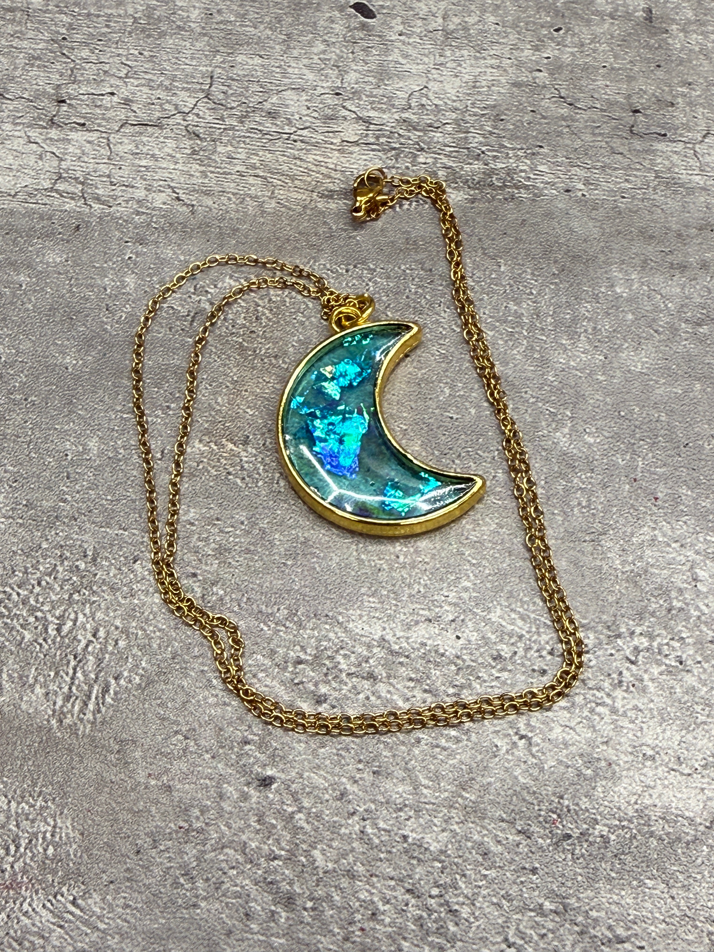 Resin and Holographic Foil Pendant Necklace