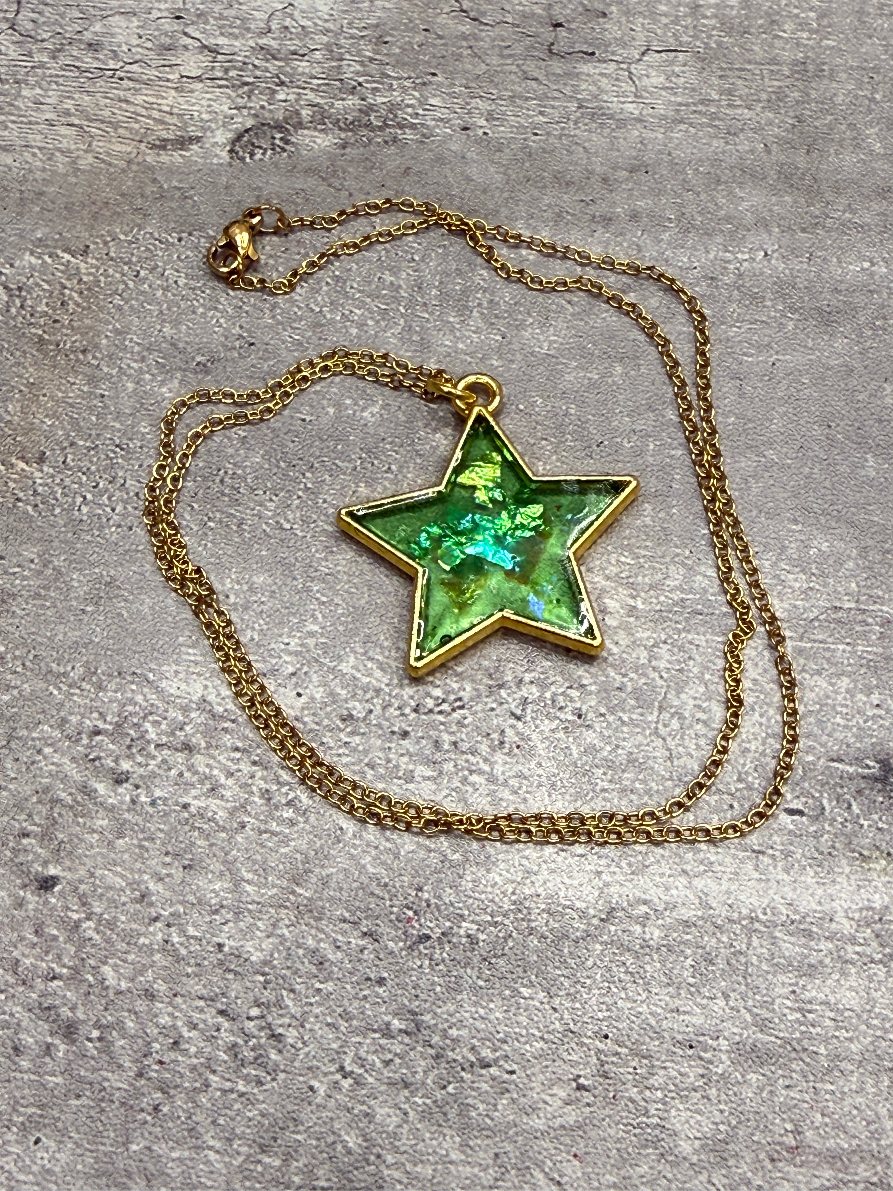 Resin and Holographic Foil Pendant Necklace