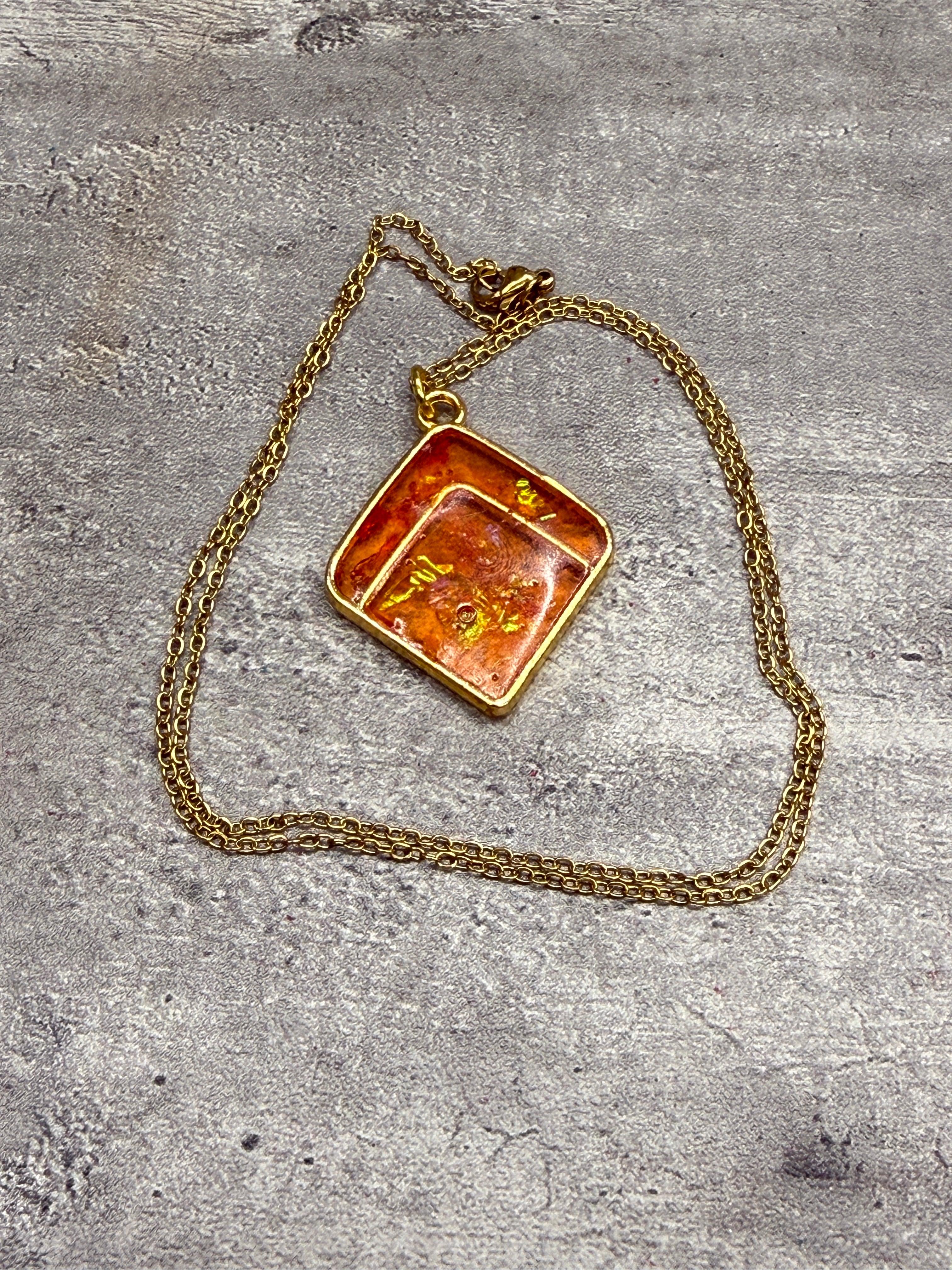 Resin and Holographic Foil Pendant Necklace