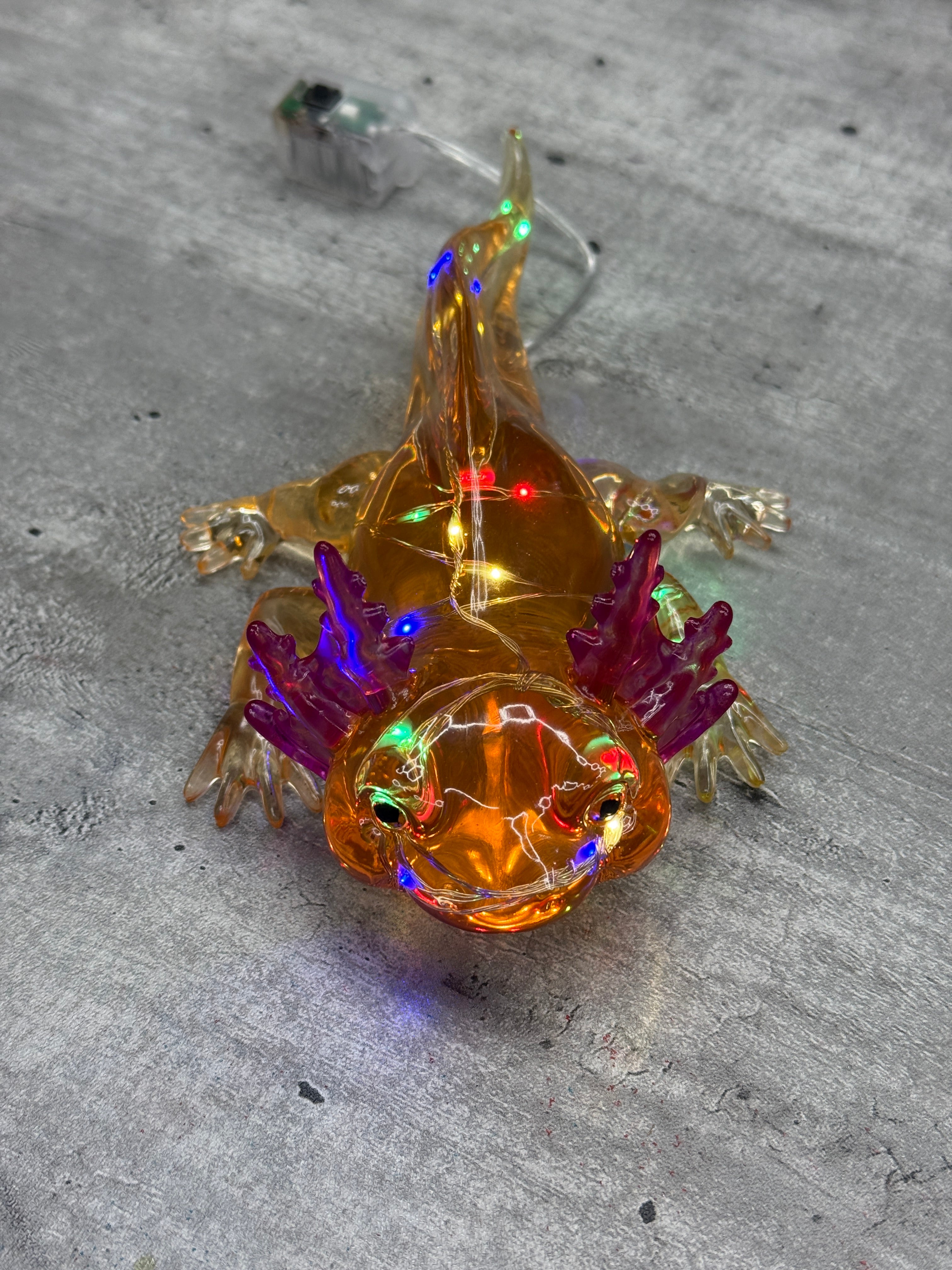 Axolotl Figurine with LED Fairy Lights