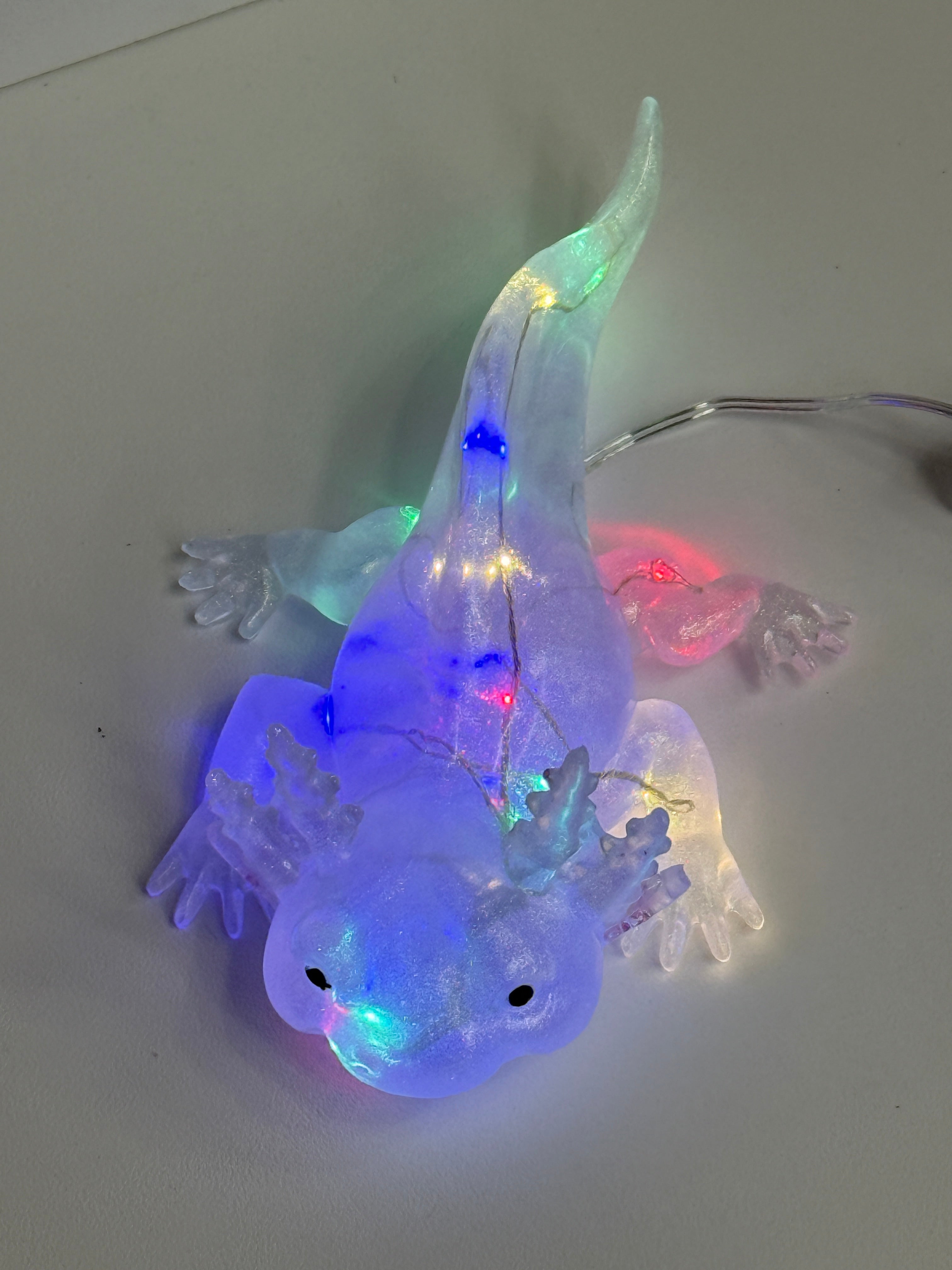 Axolotl Figurine with LED Fairy Lights