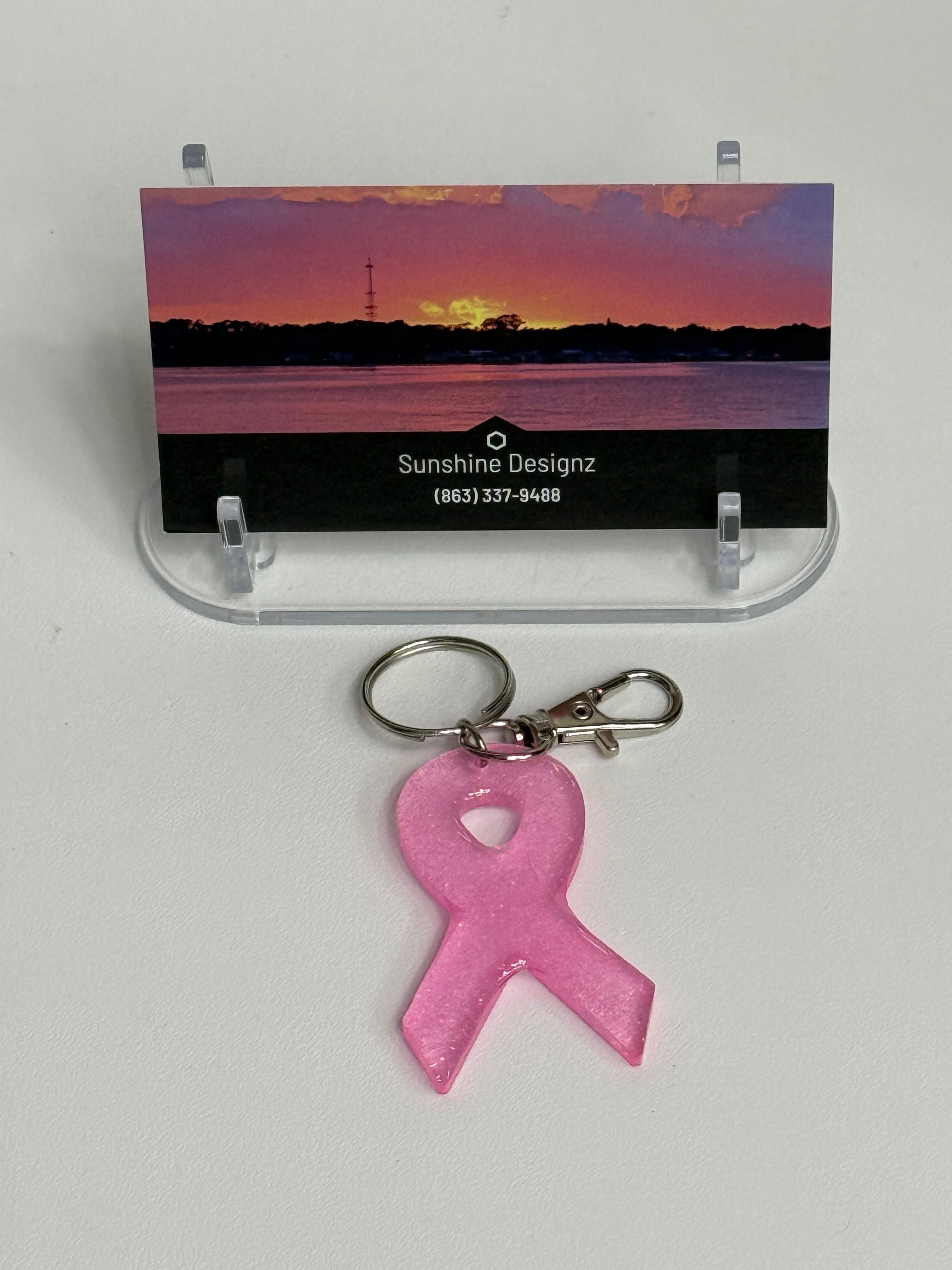 Cancer Awareness Resin Ribbon Bag-charm Keychain