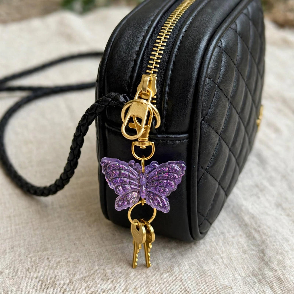 Resin Butterfly Keychain and Bag Charm (Holographic)