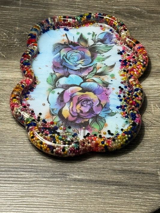 Beaded Floral Tray