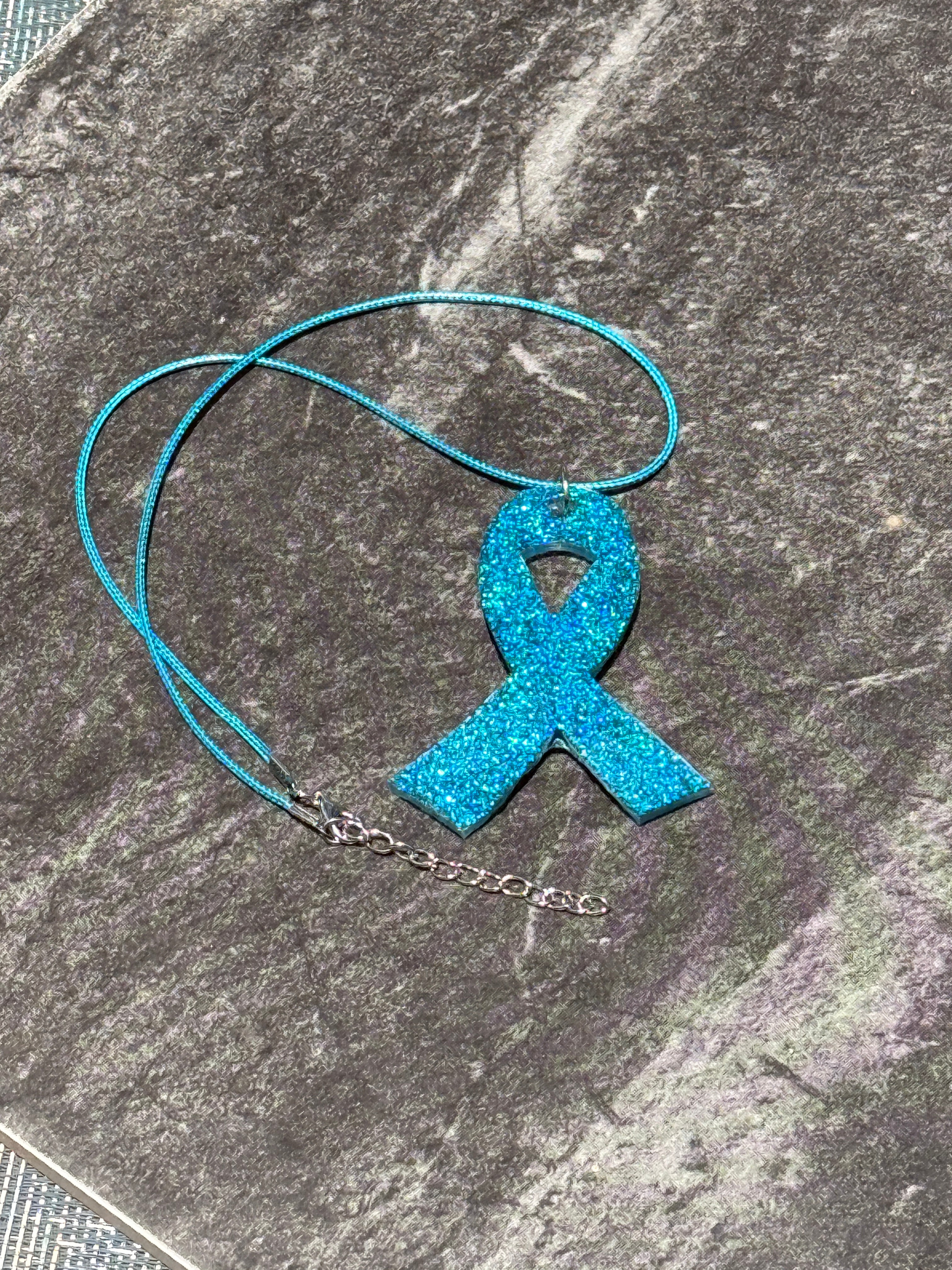 Cancer Awareness Resin Ribbon Necklace